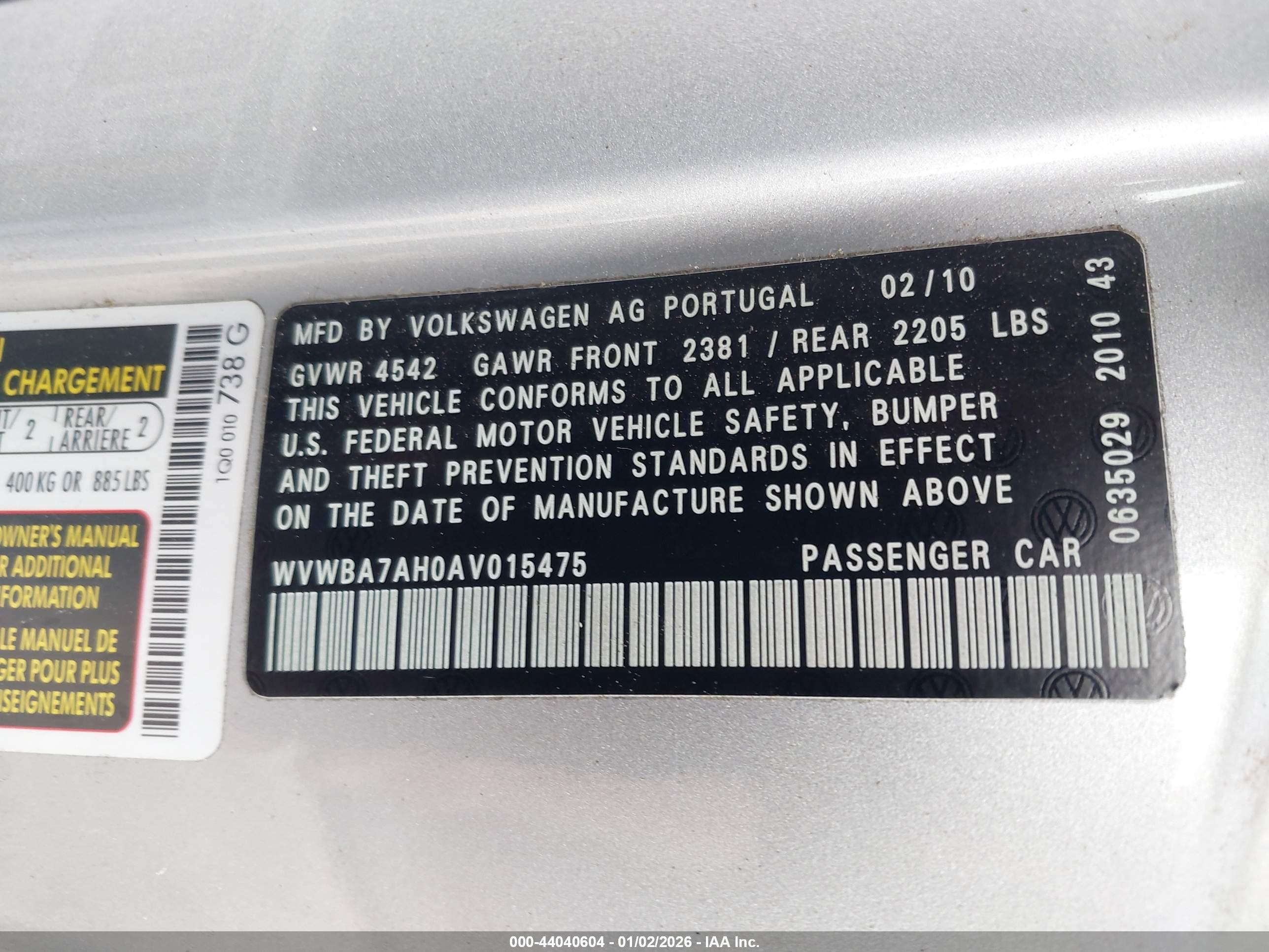 VOLKSWAGEN EOS image 9
