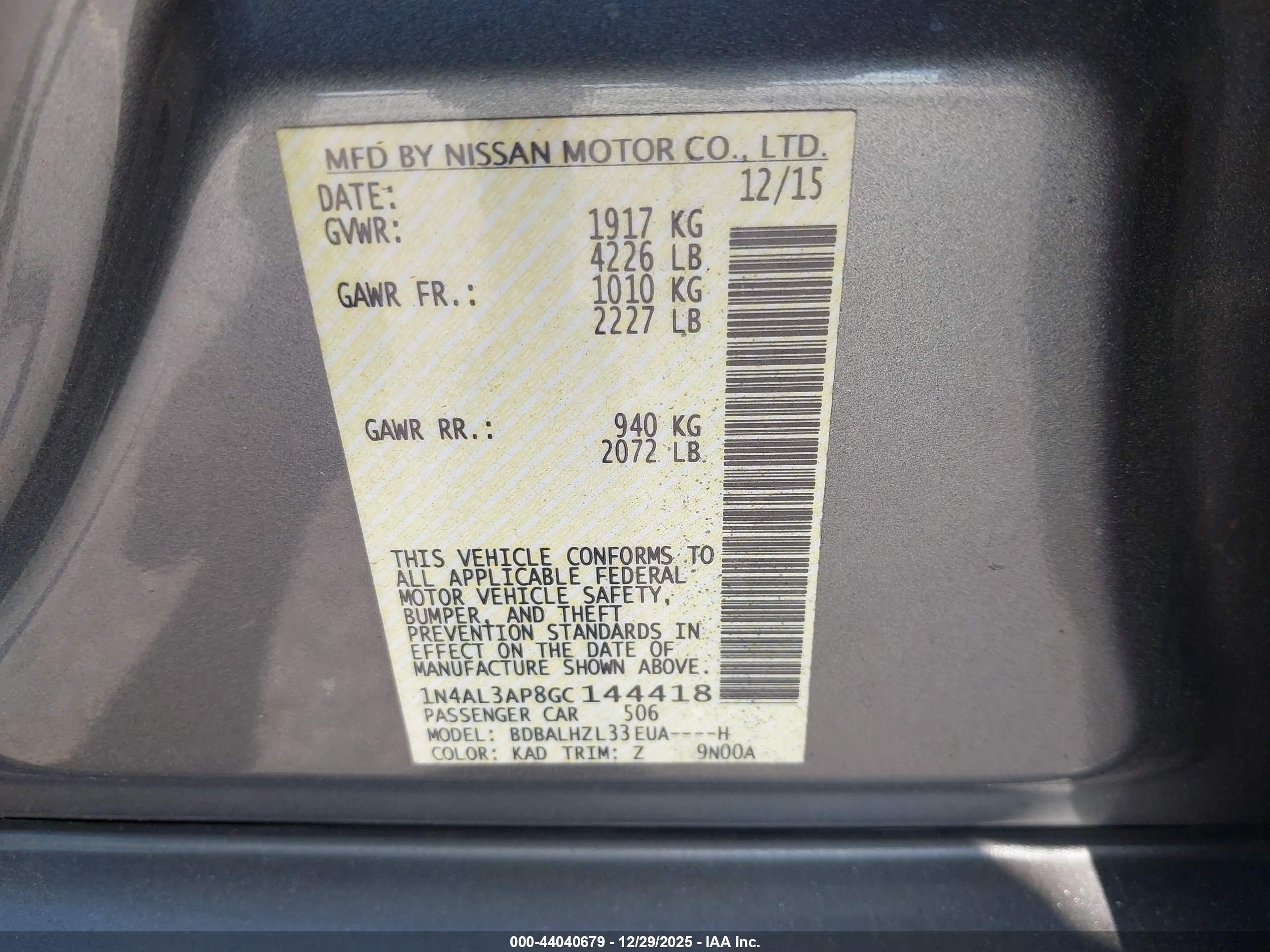 NISSAN ALTIMA image 9