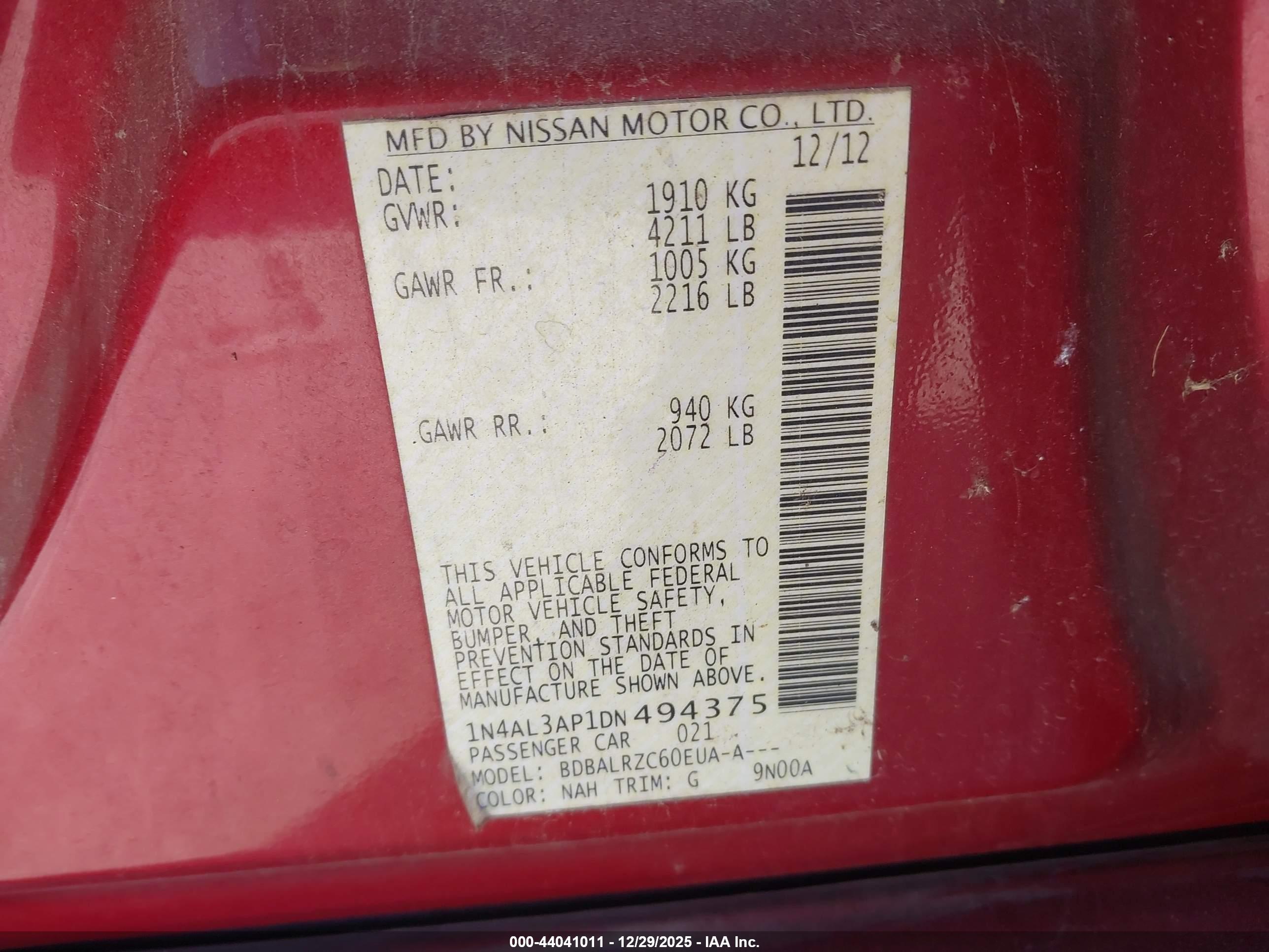 NISSAN ALTIMA image 9