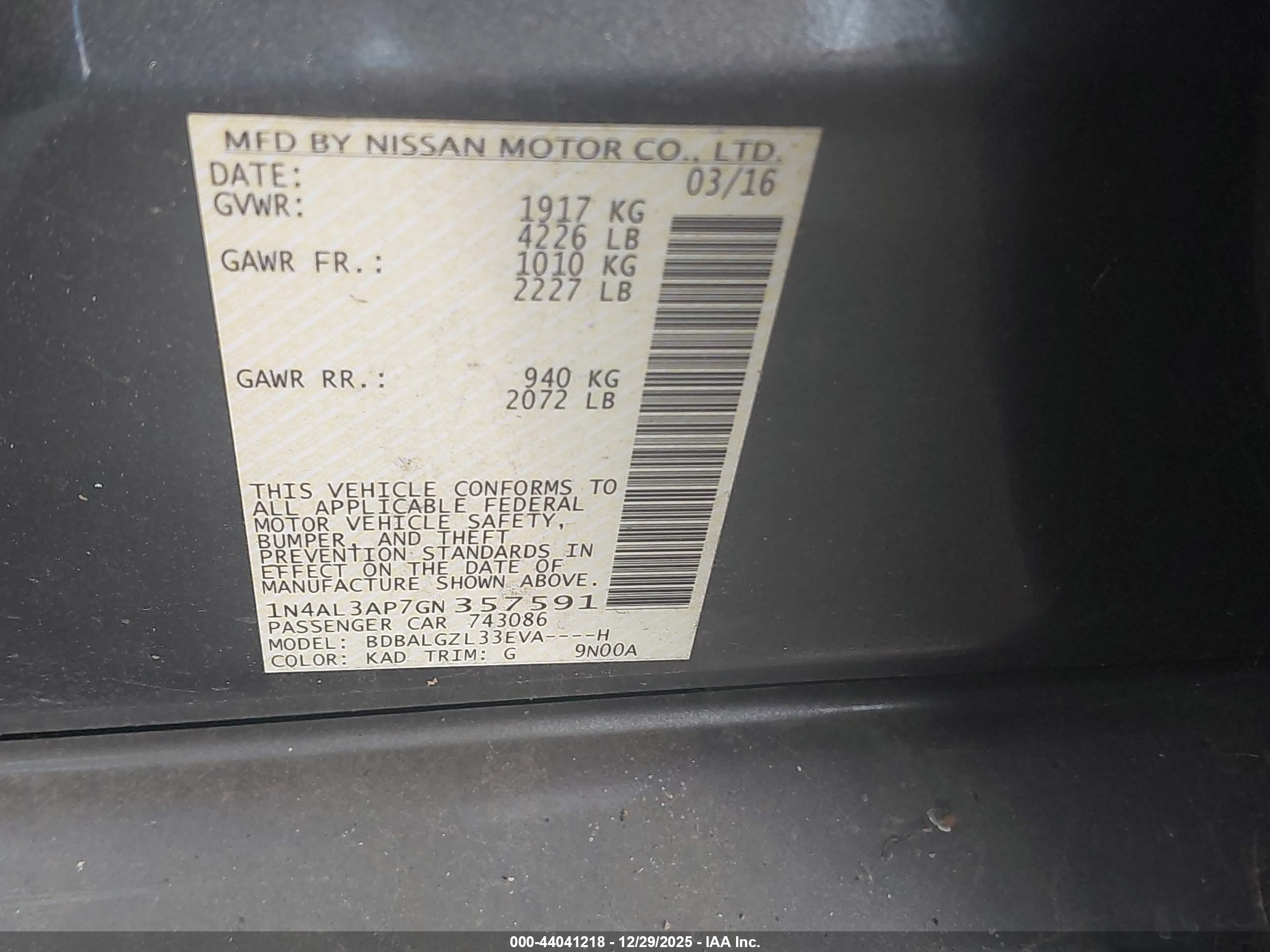 NISSAN ALTIMA image 9
