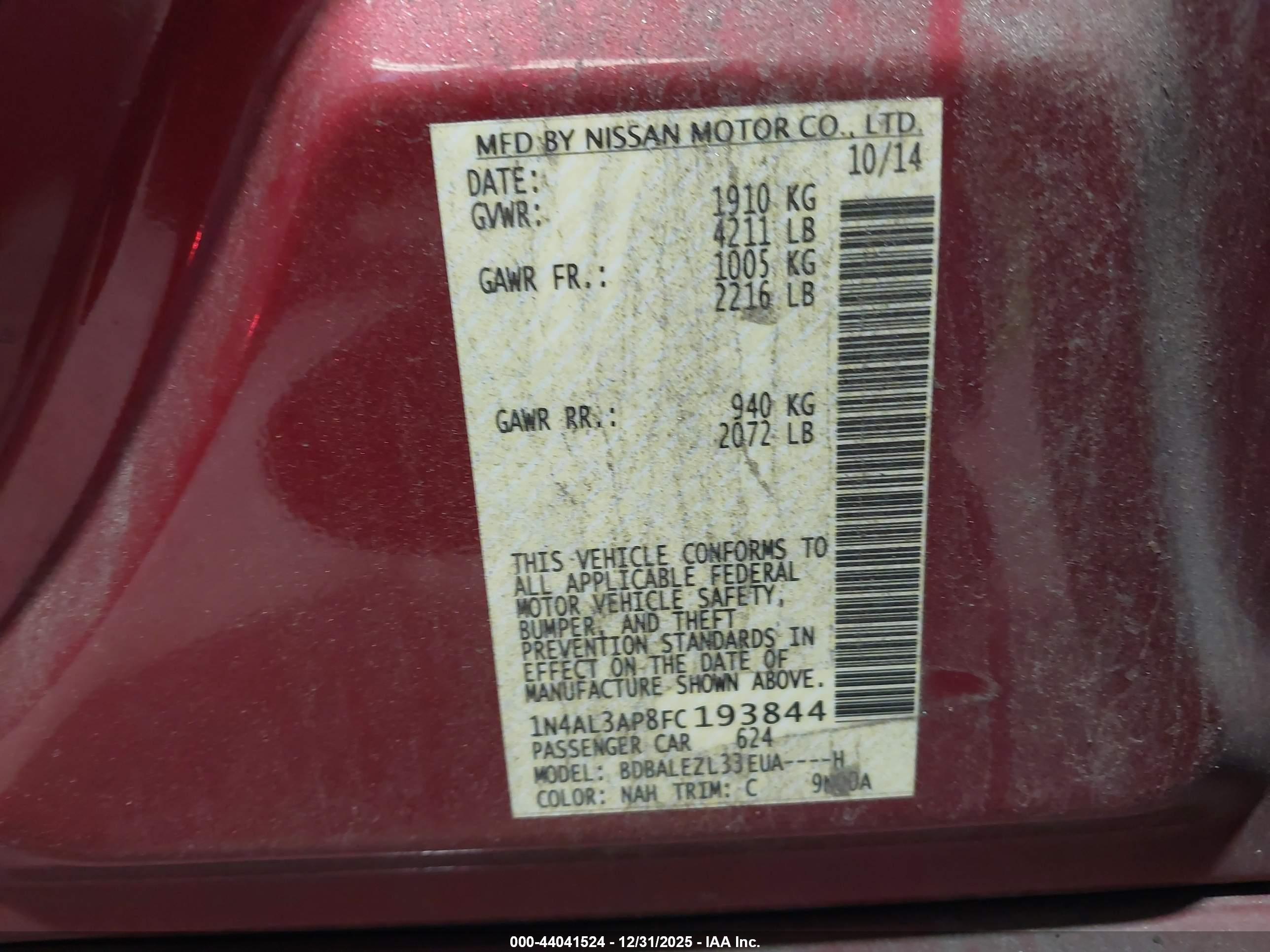 NISSAN ALTIMA image 9