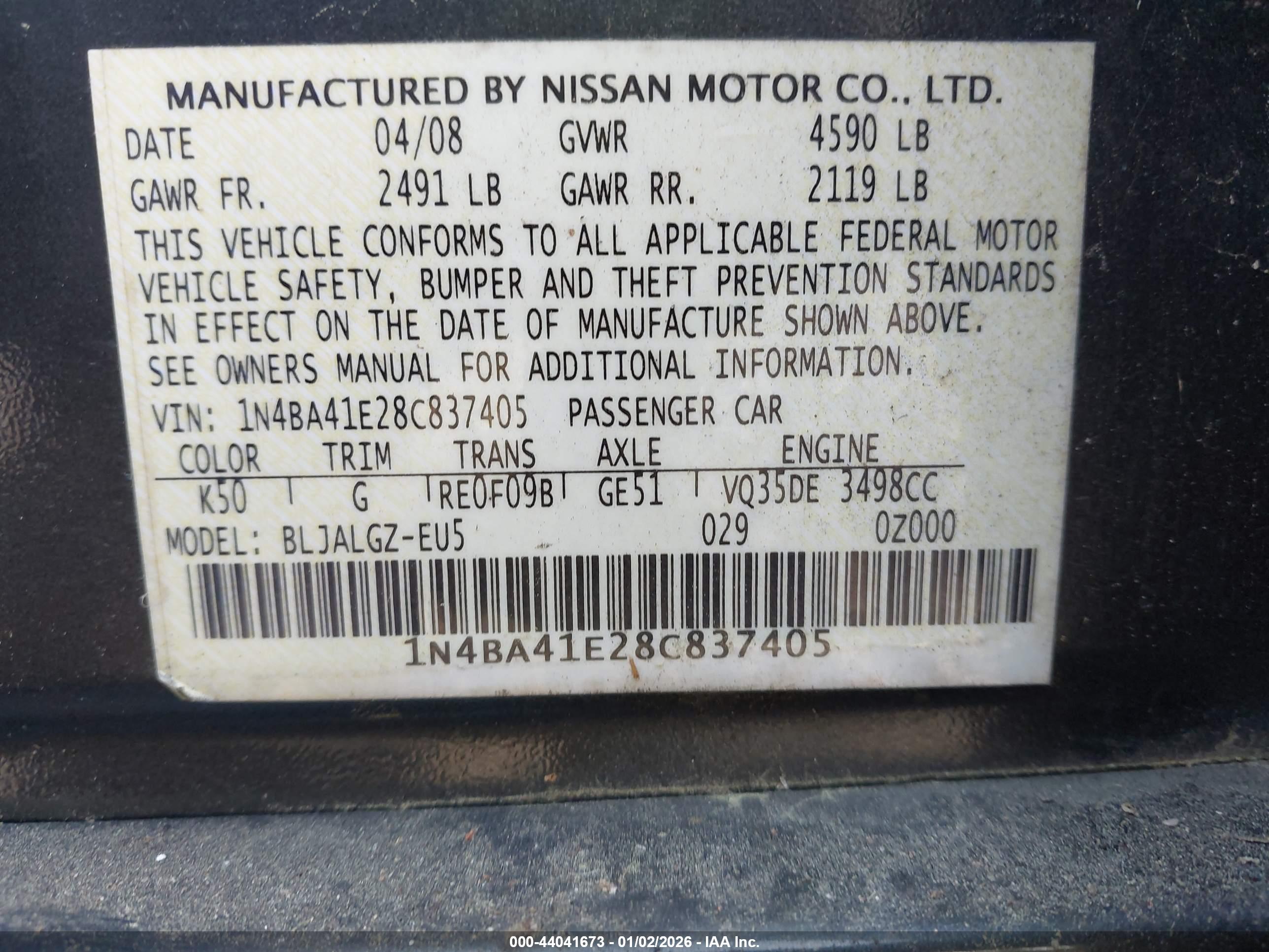 NISSAN MAXIMA image 9