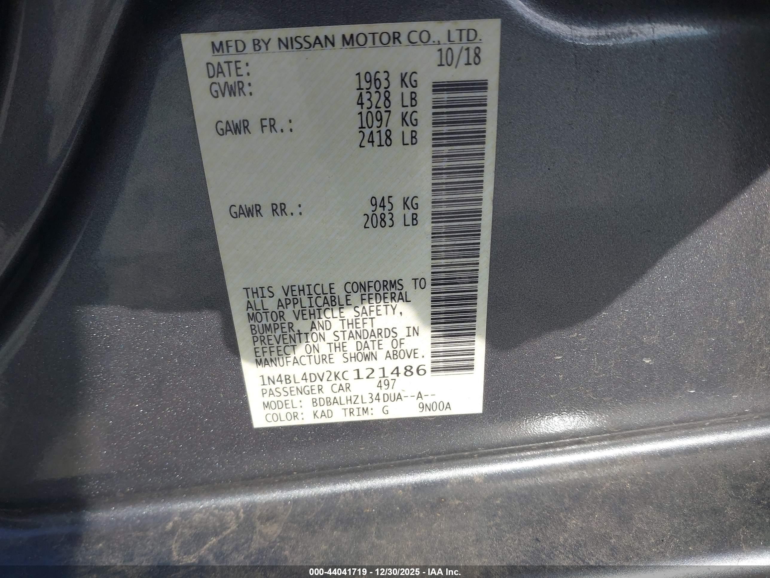 NISSAN ALTIMA image 9
