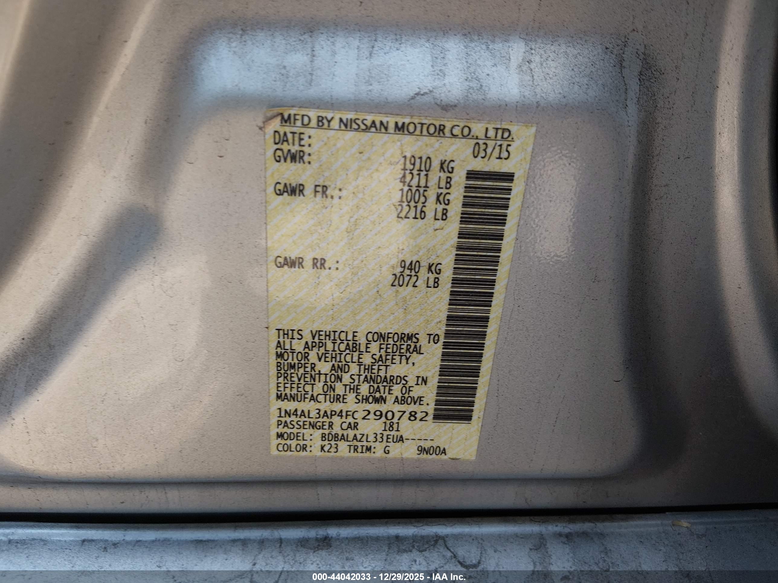 NISSAN ALTIMA image 9