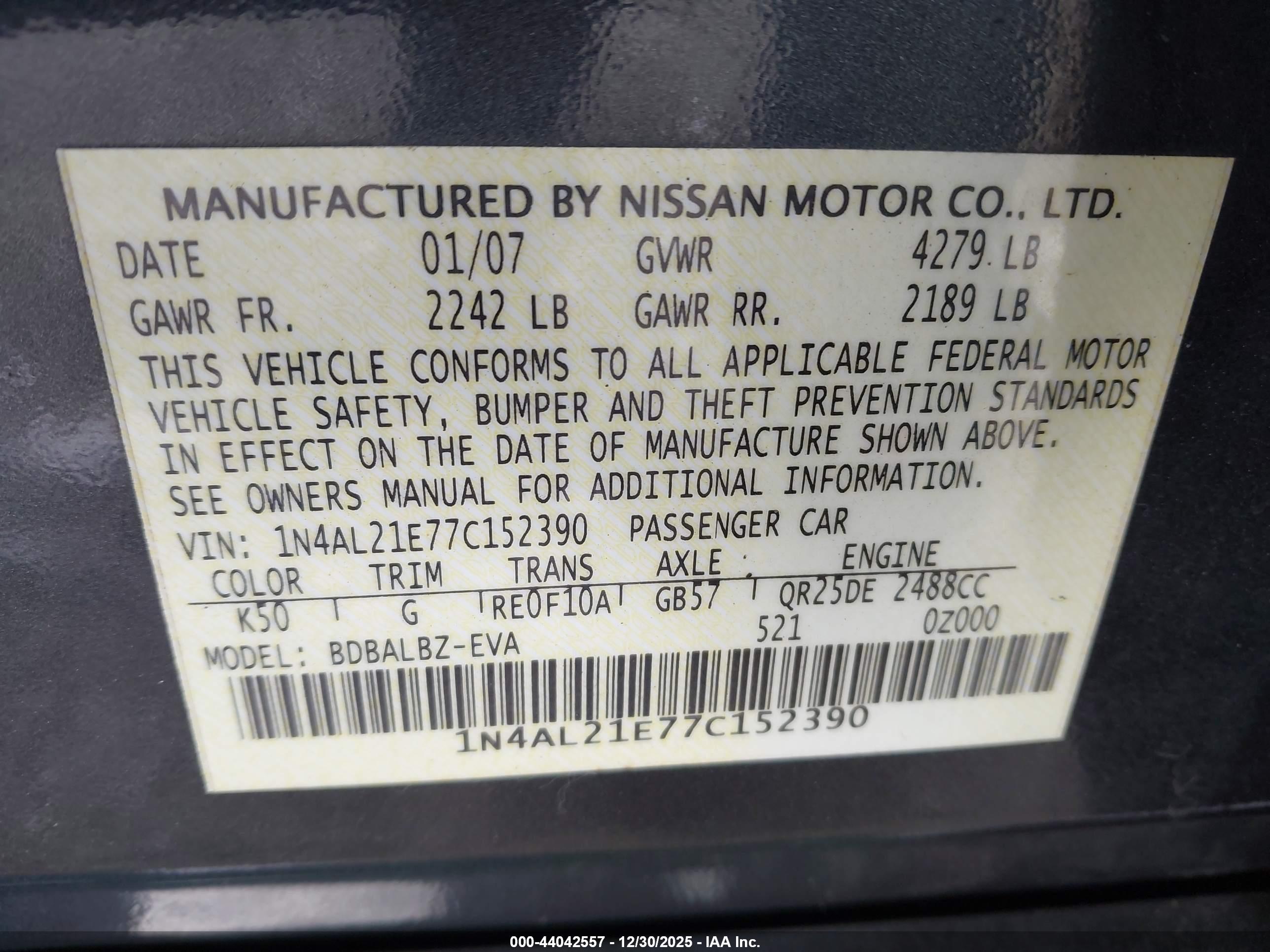 NISSAN ALTIMA image 9