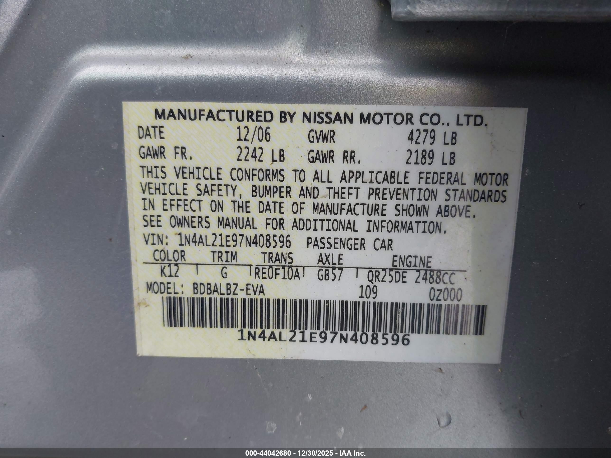 NISSAN ALTIMA image 9