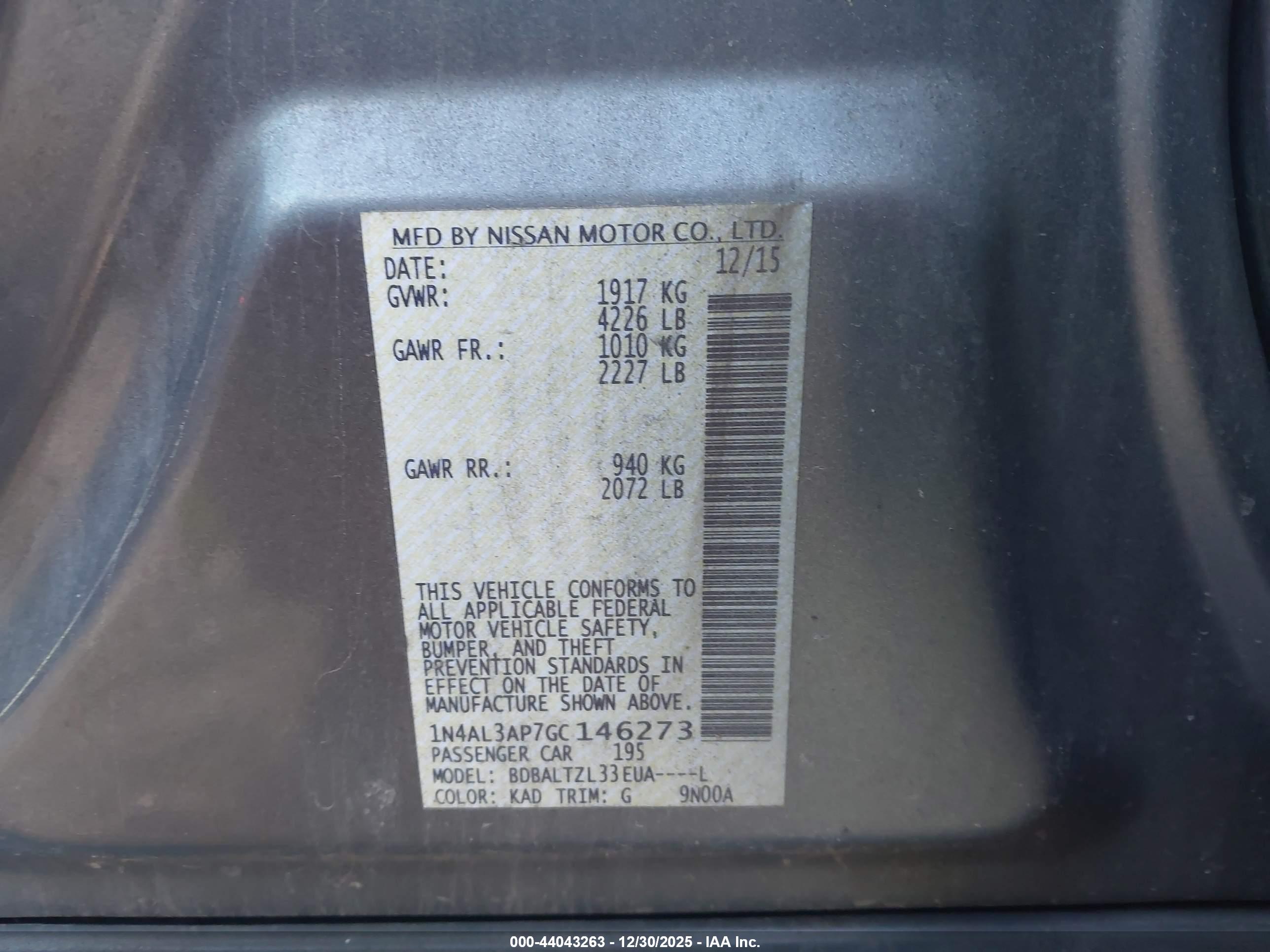 NISSAN ALTIMA image 9