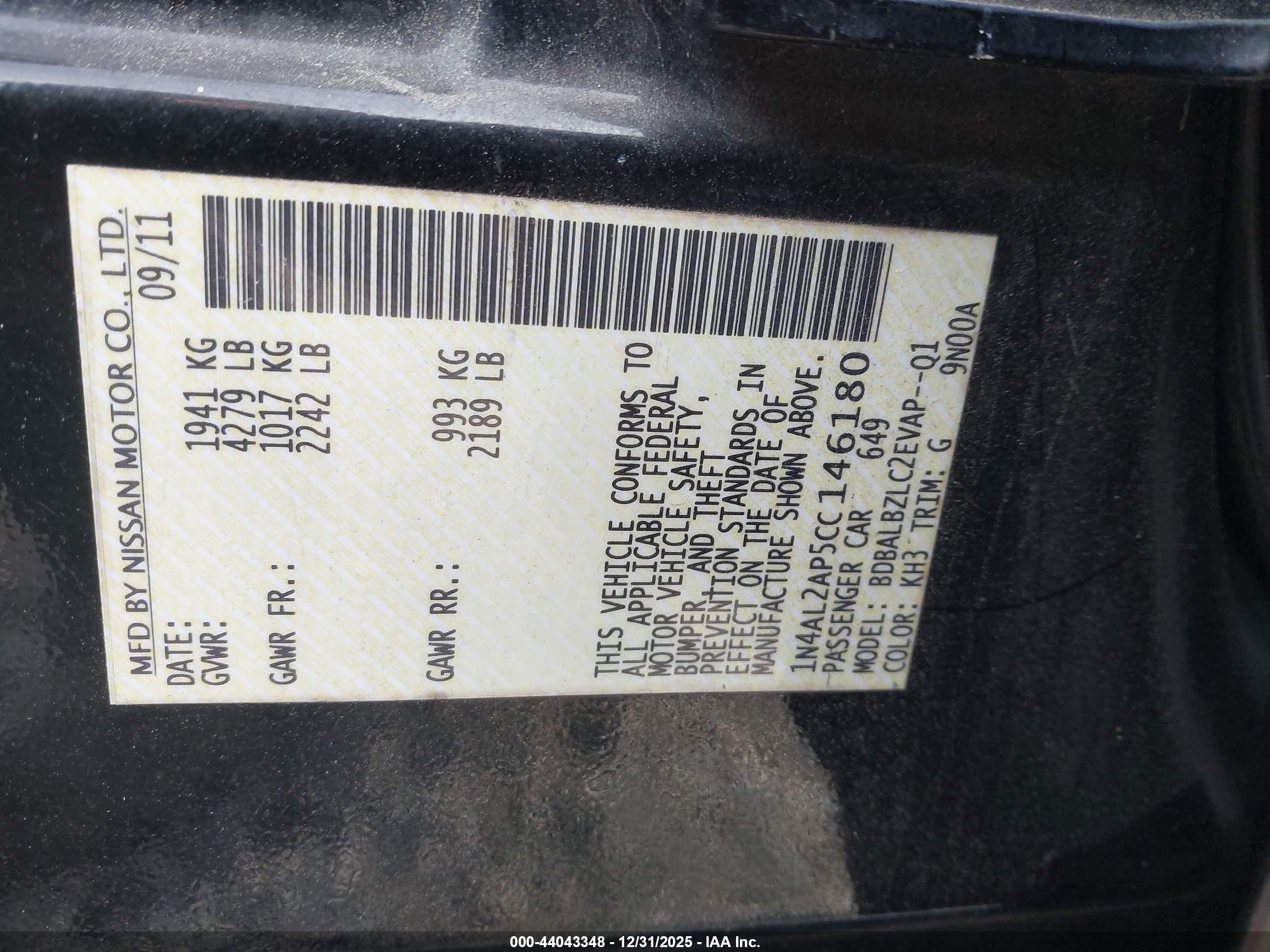 NISSAN ALTIMA image 9