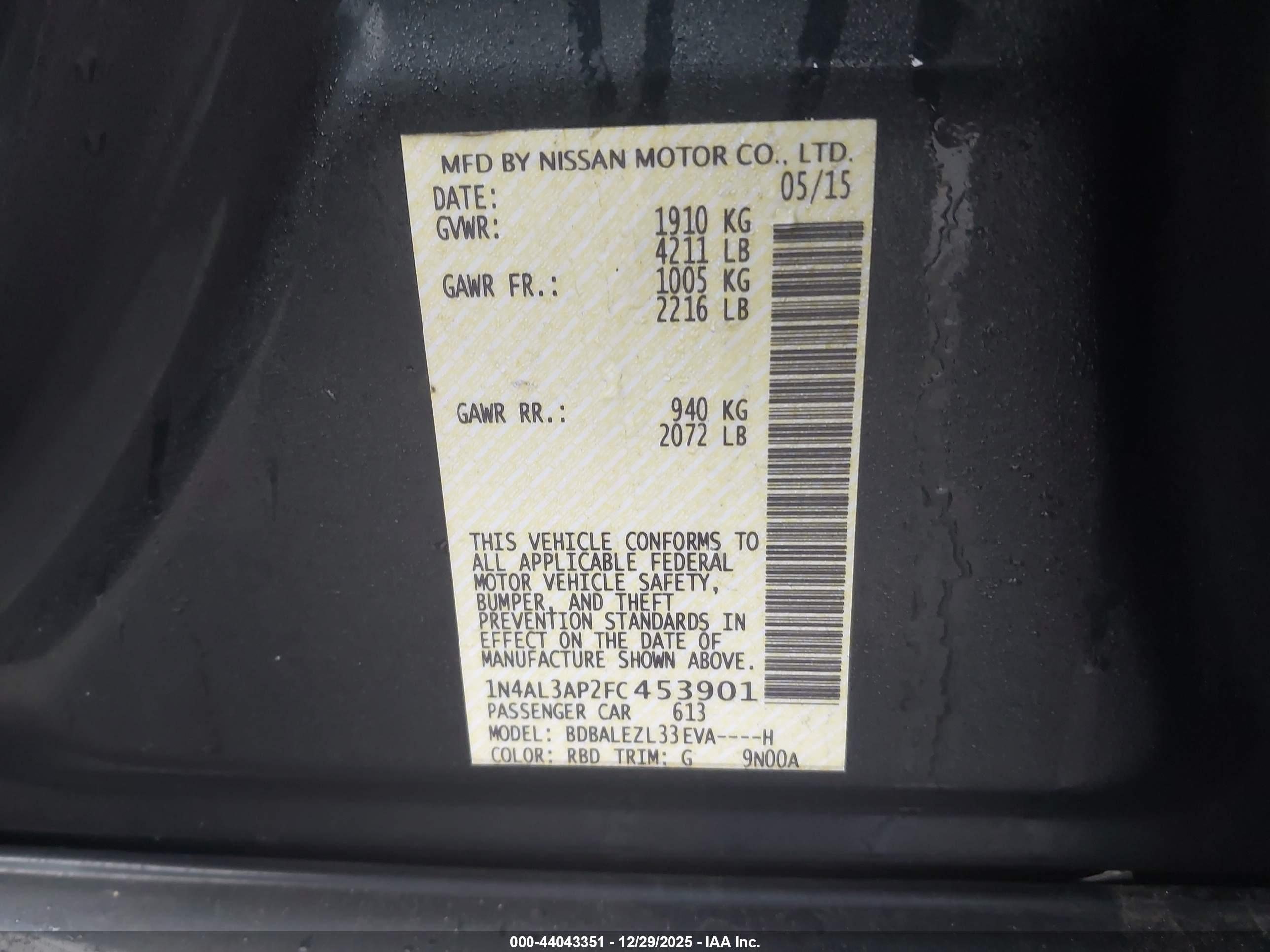 NISSAN ALTIMA image 9