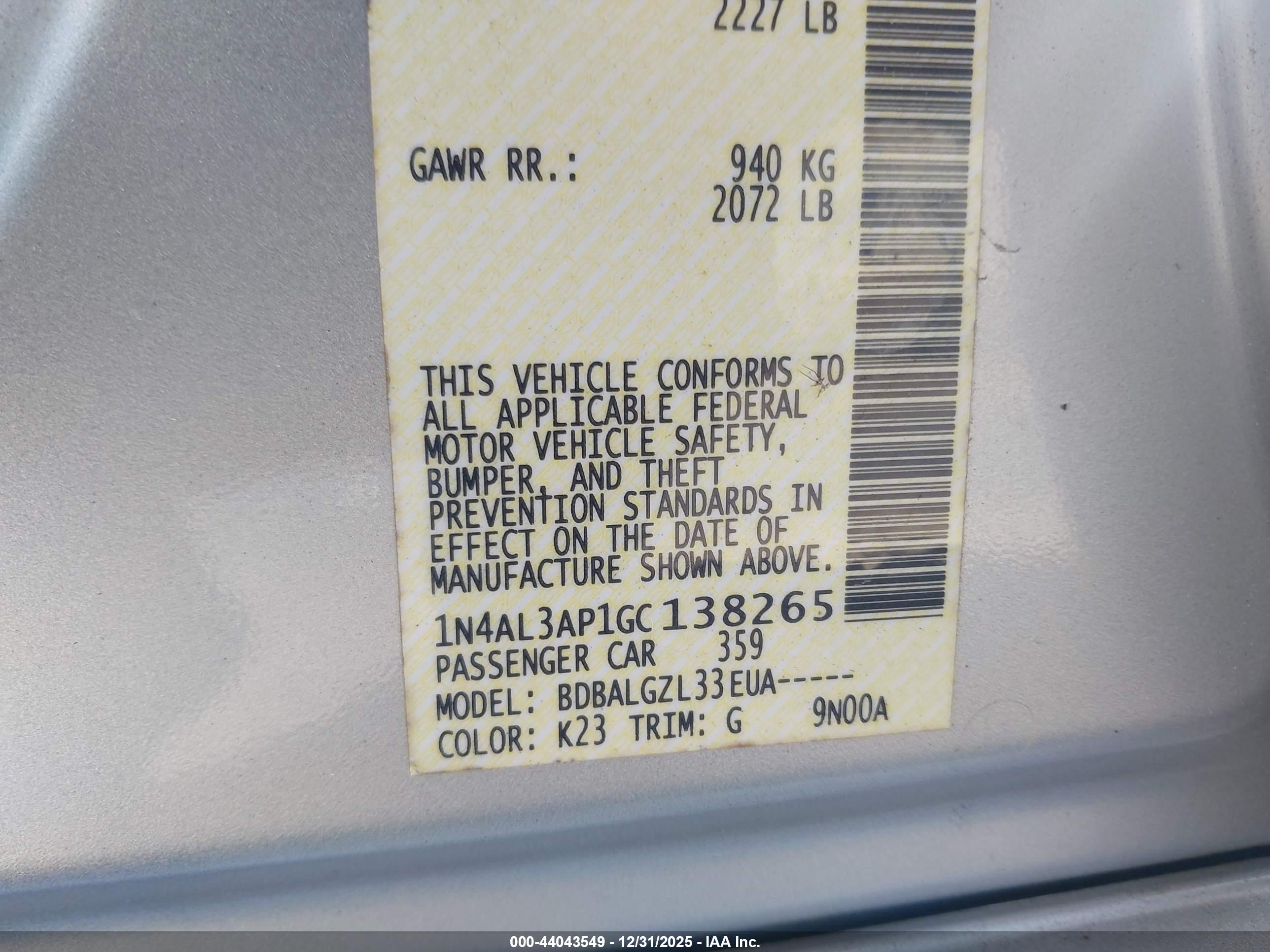 NISSAN ALTIMA image 9