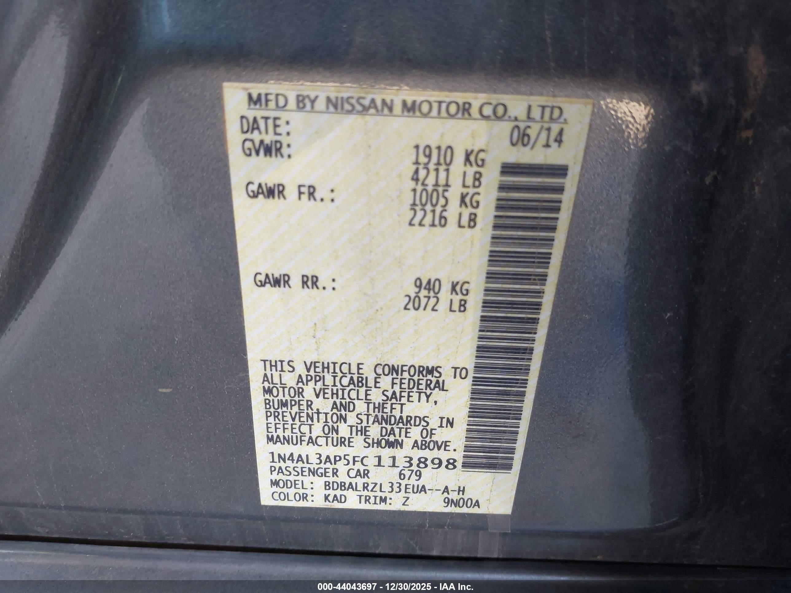 NISSAN ALTIMA image 9