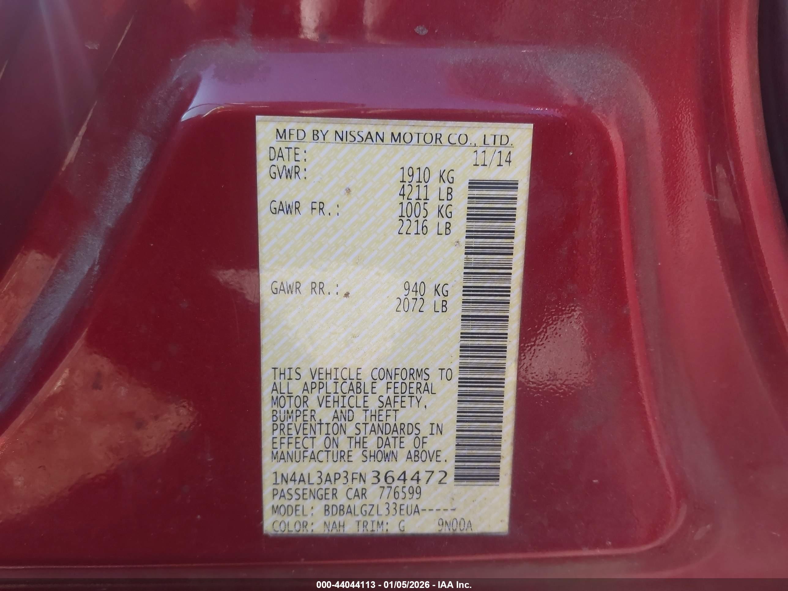 NISSAN ALTIMA image 9