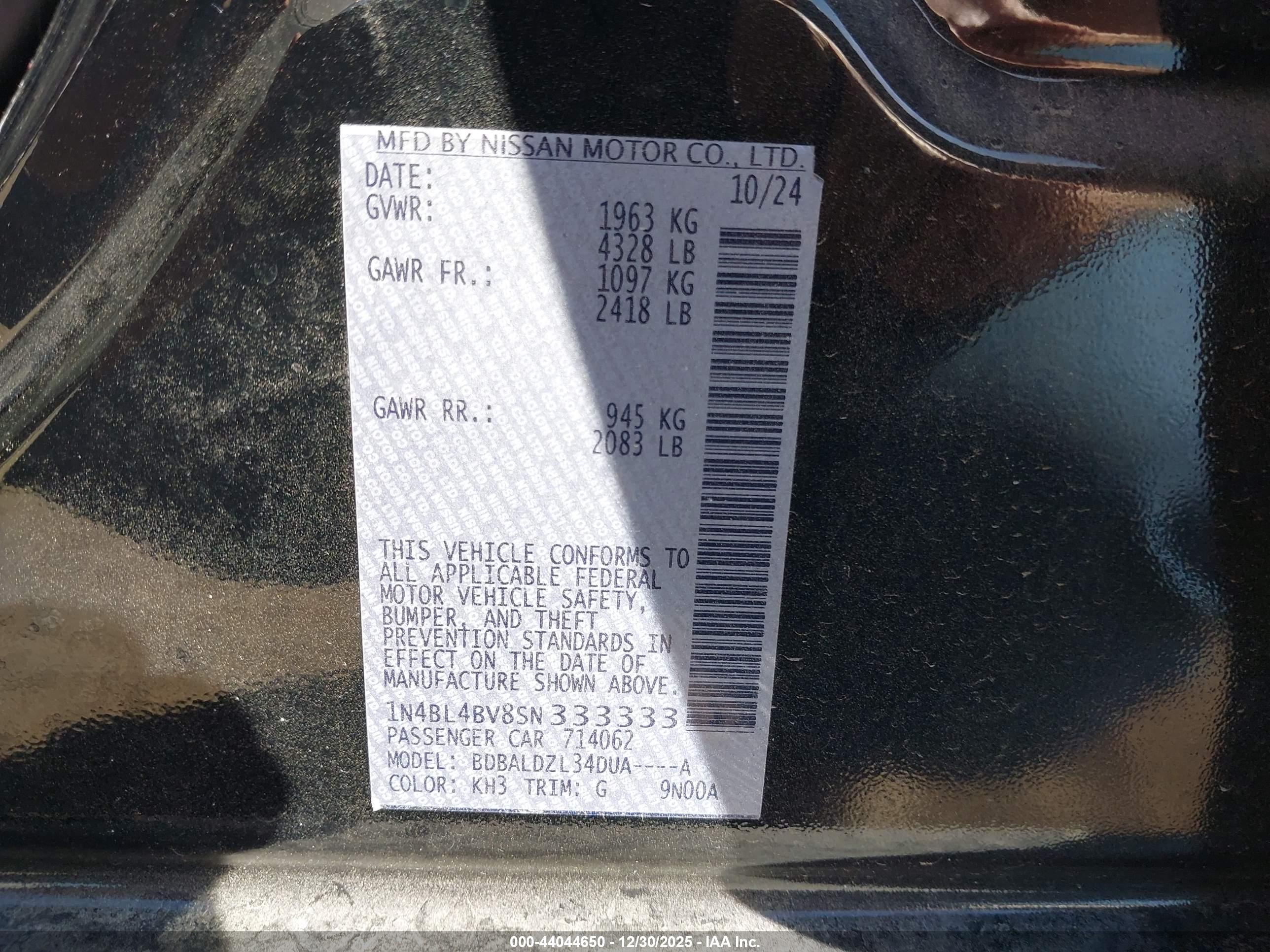 NISSAN ALTIMA image 9