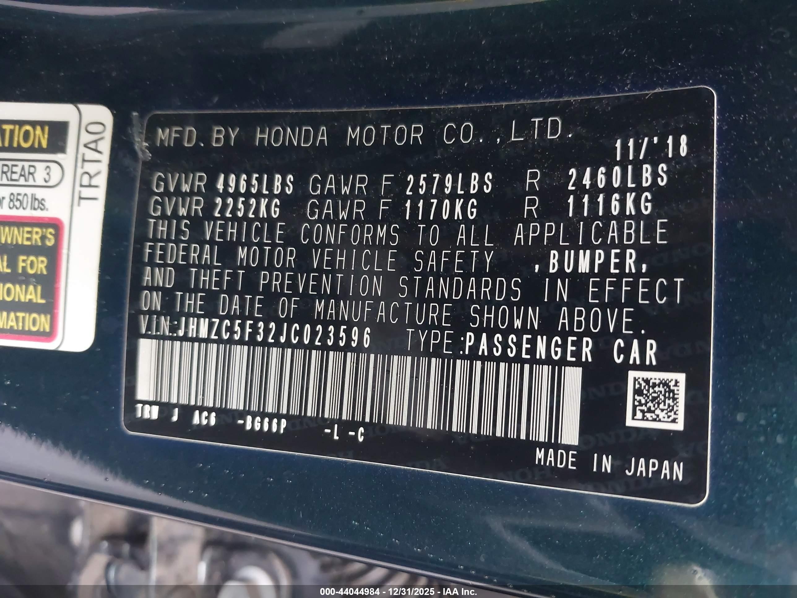 HONDA CLARITY image 9