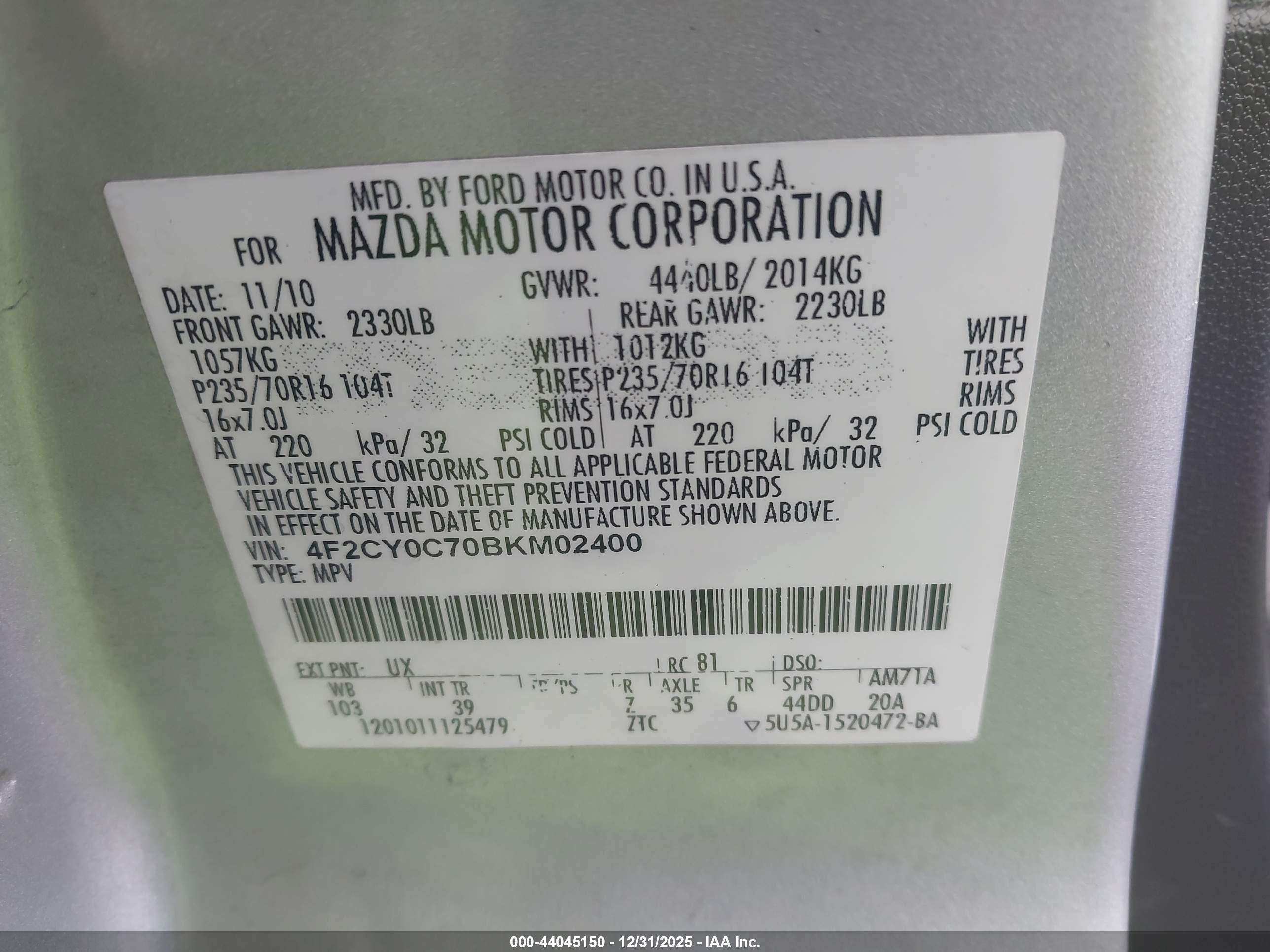 MAZDA TRIBUTE image 9