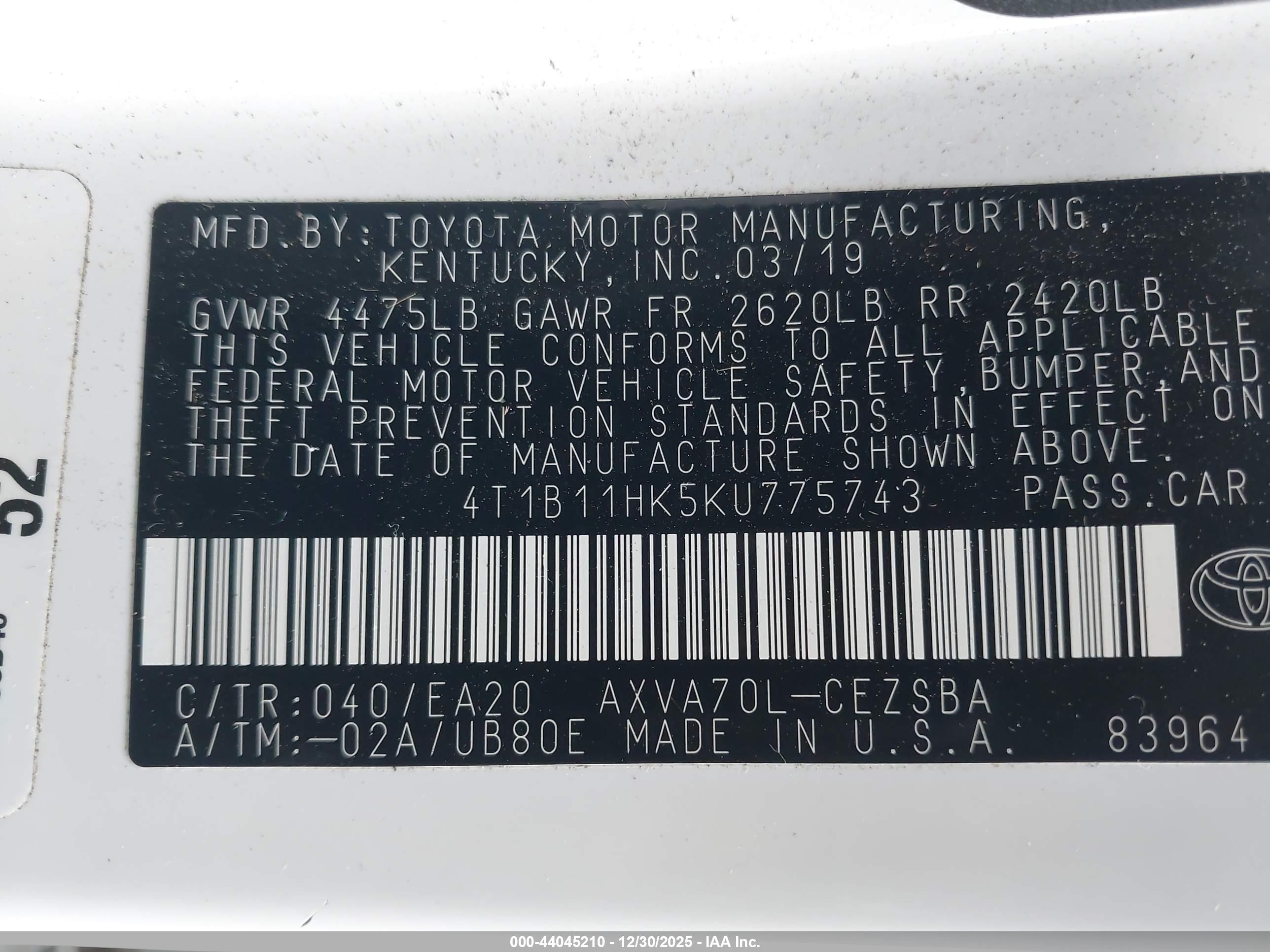 TOYOTA CAMRY image 9