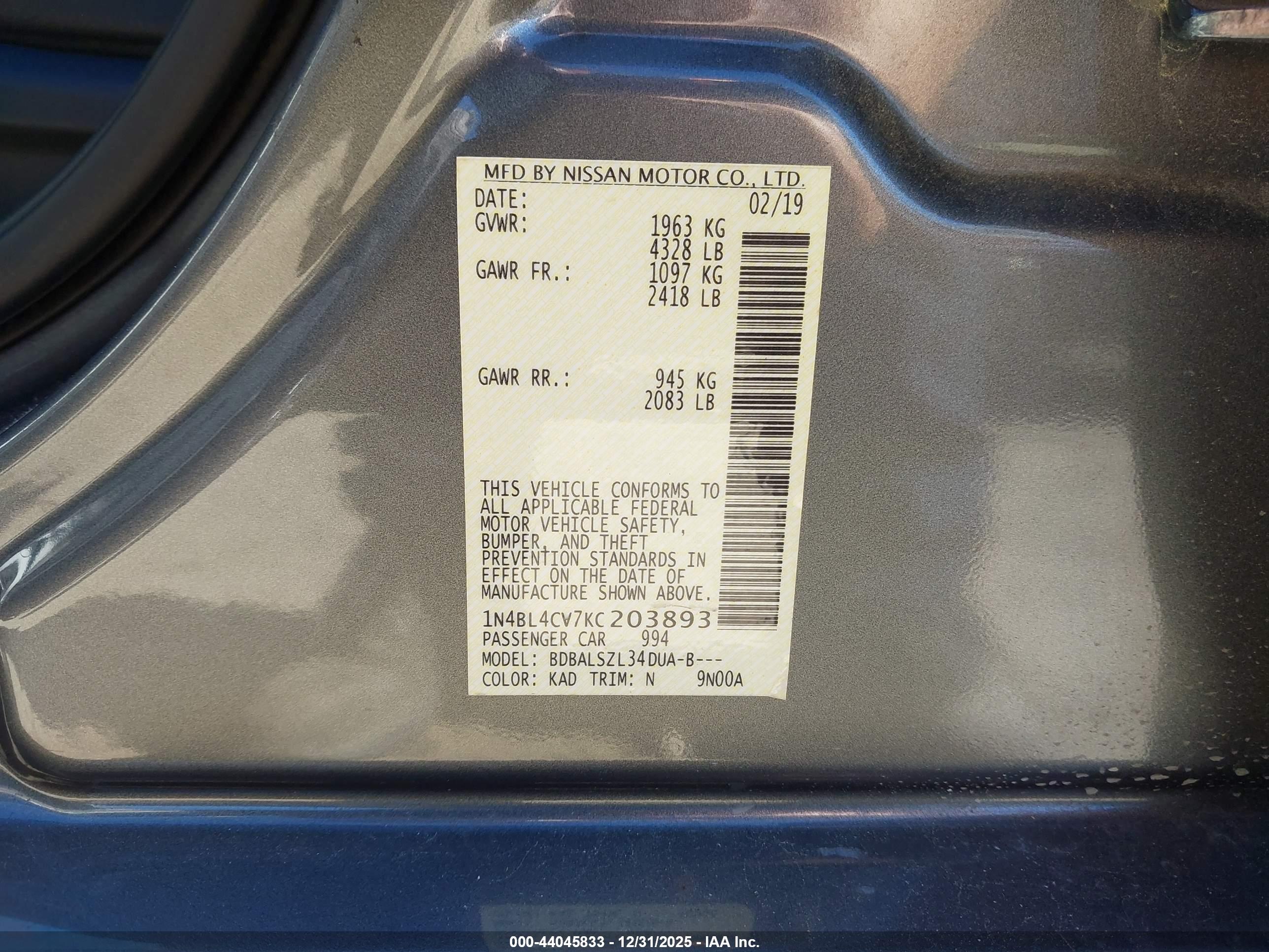NISSAN ALTIMA image 9