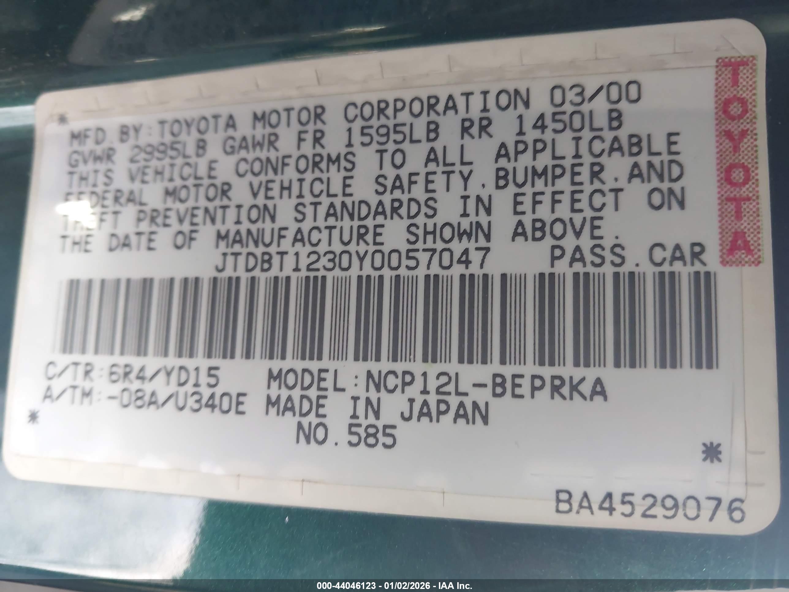 TOYOTA ECHO image 9