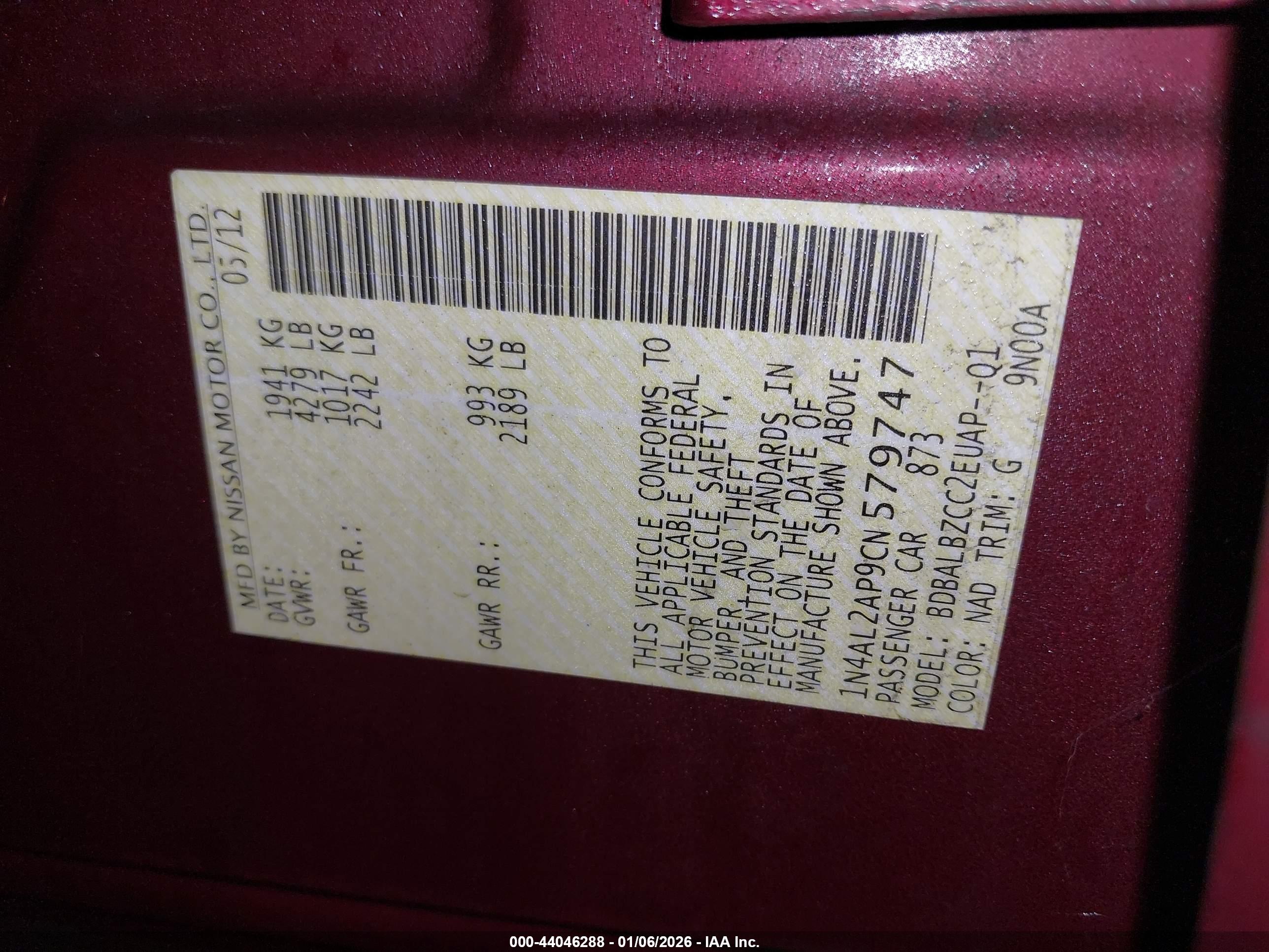 NISSAN ALTIMA image 9