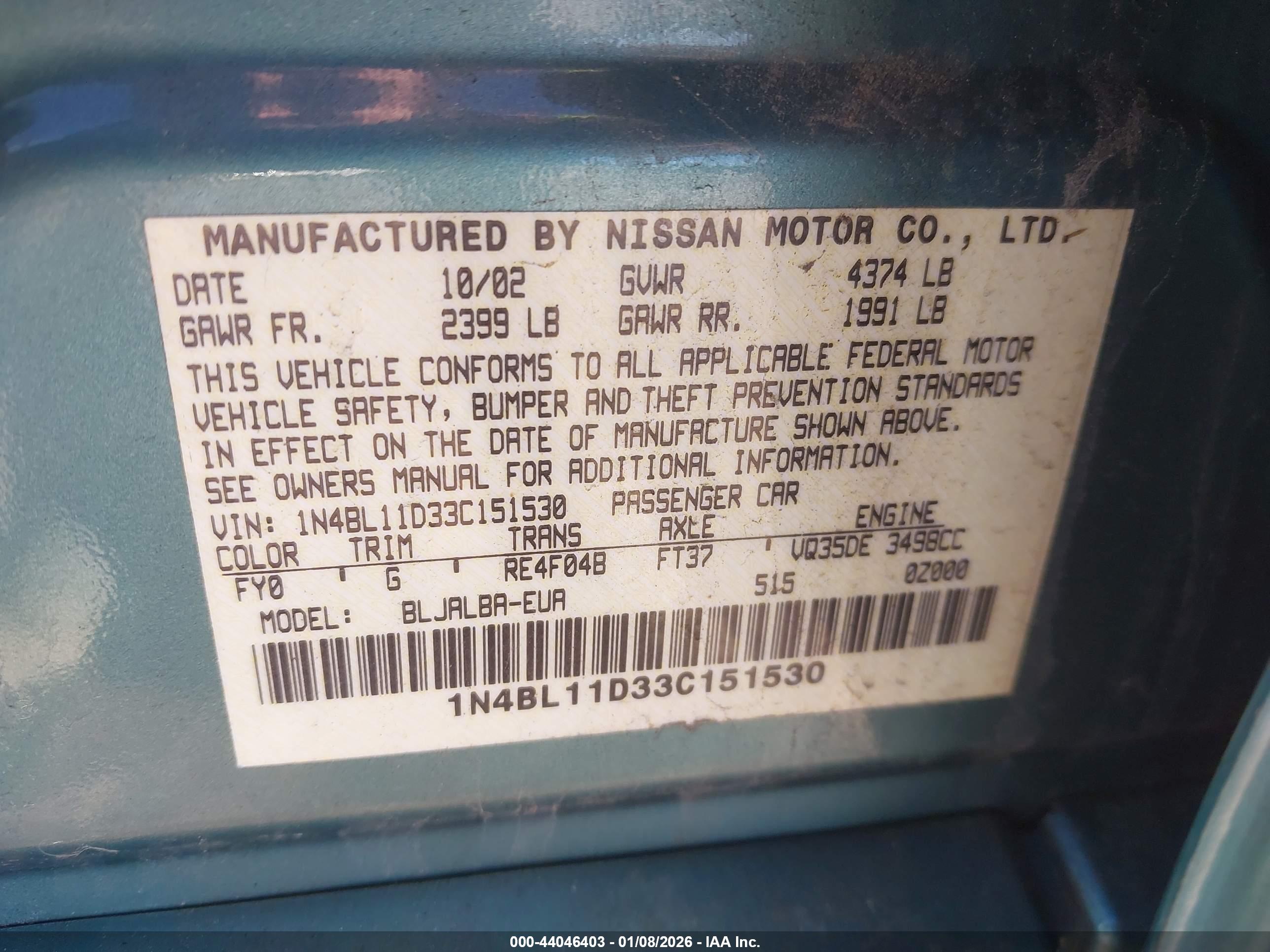 NISSAN ALTIMA image 9