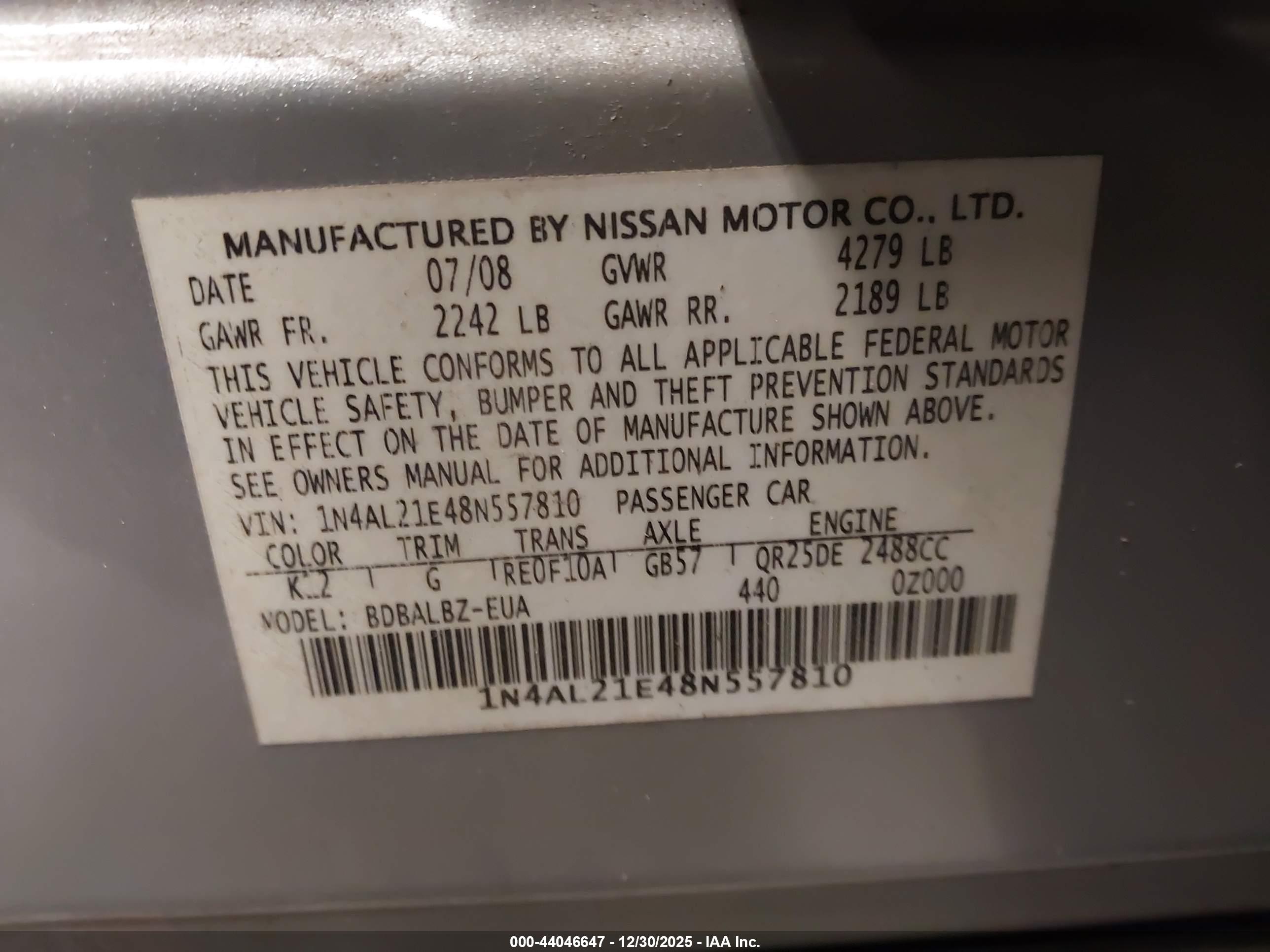 NISSAN ALTIMA image 9