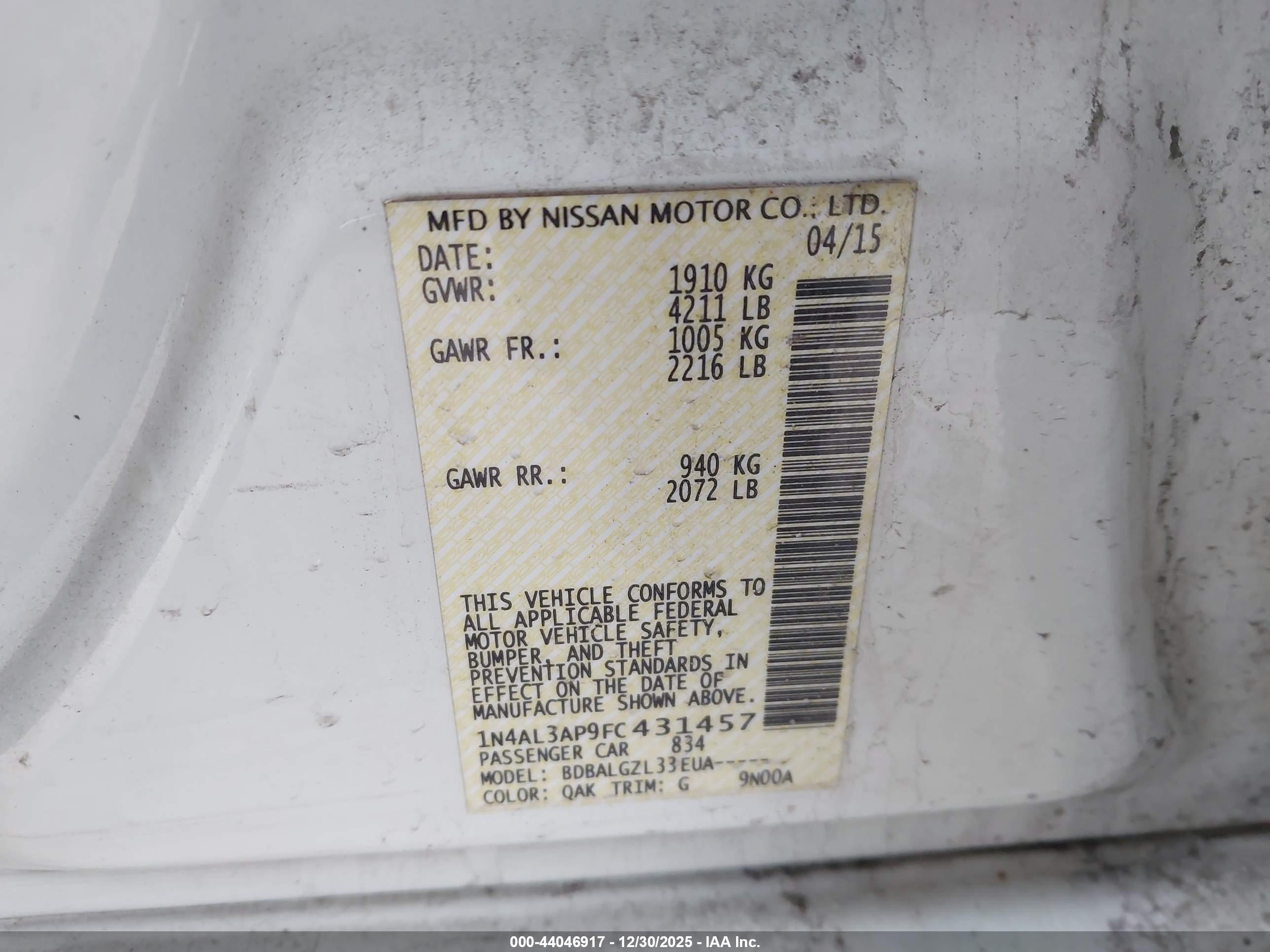 NISSAN ALTIMA image 9