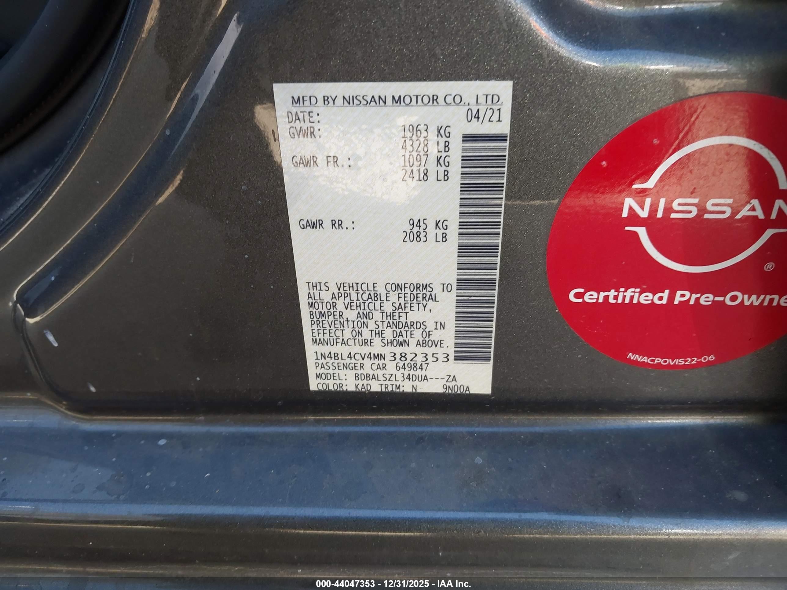 NISSAN ALTIMA image 9