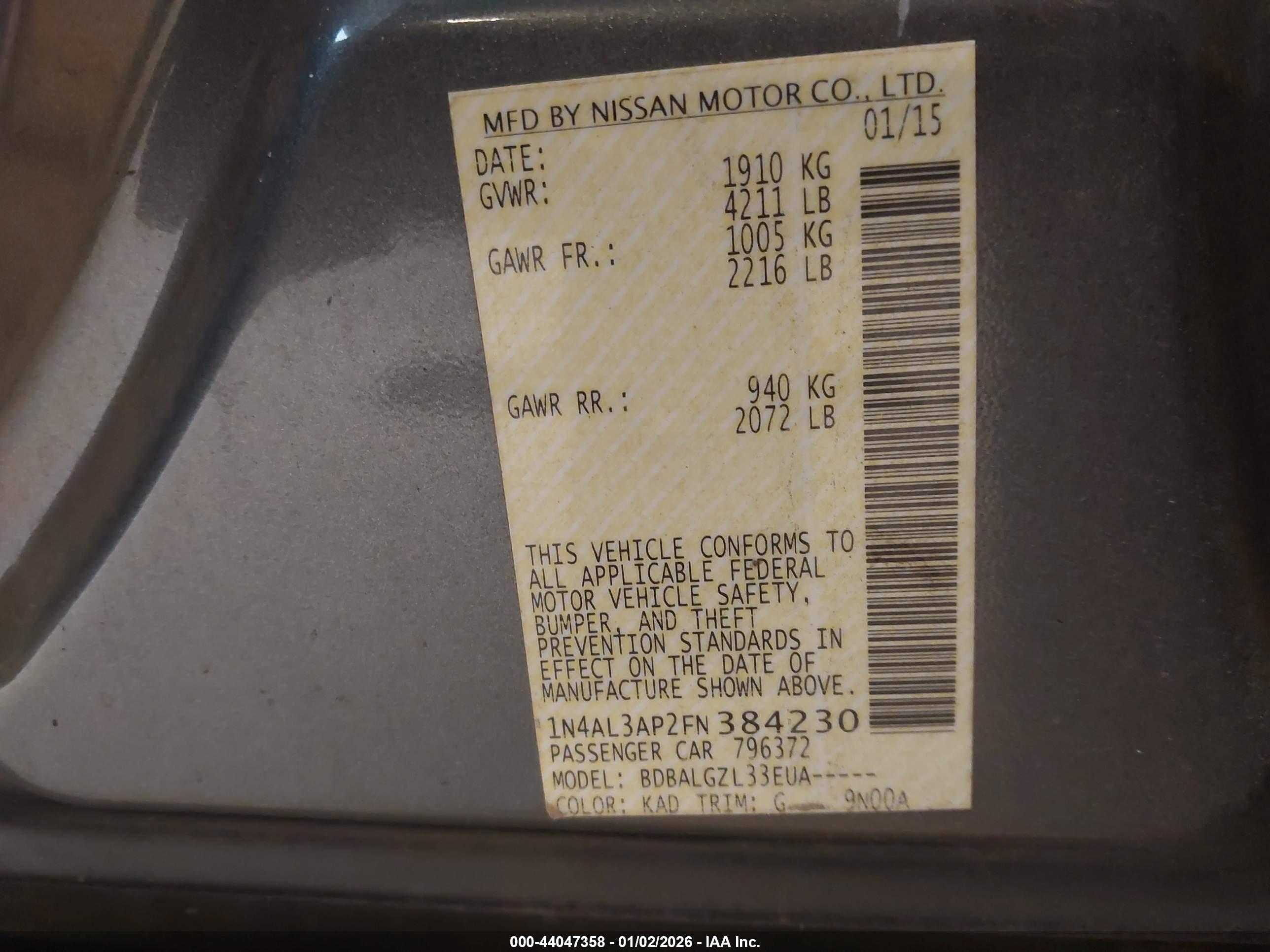 NISSAN ALTIMA image 9