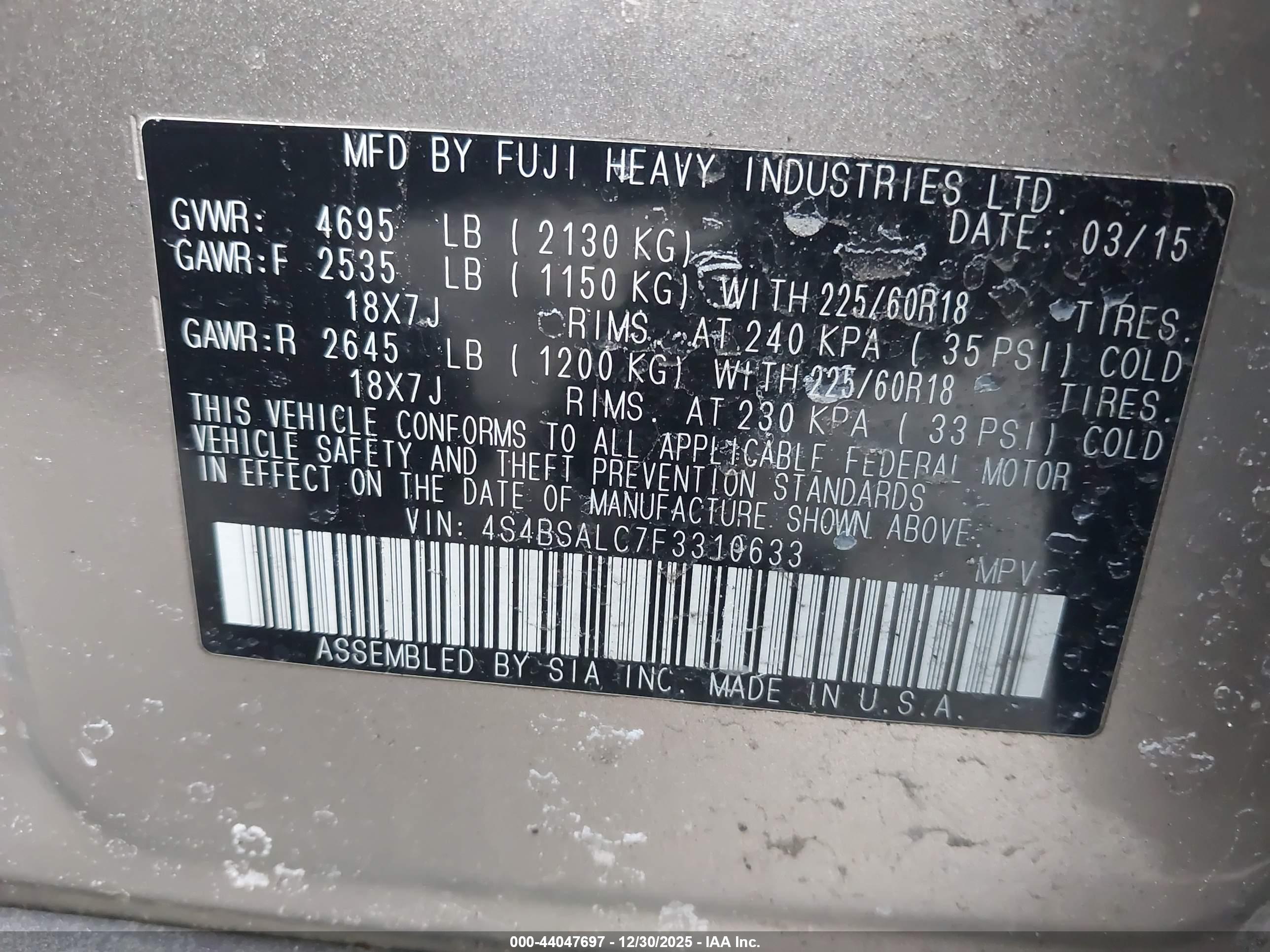 SUBARU OUTBACK image 9