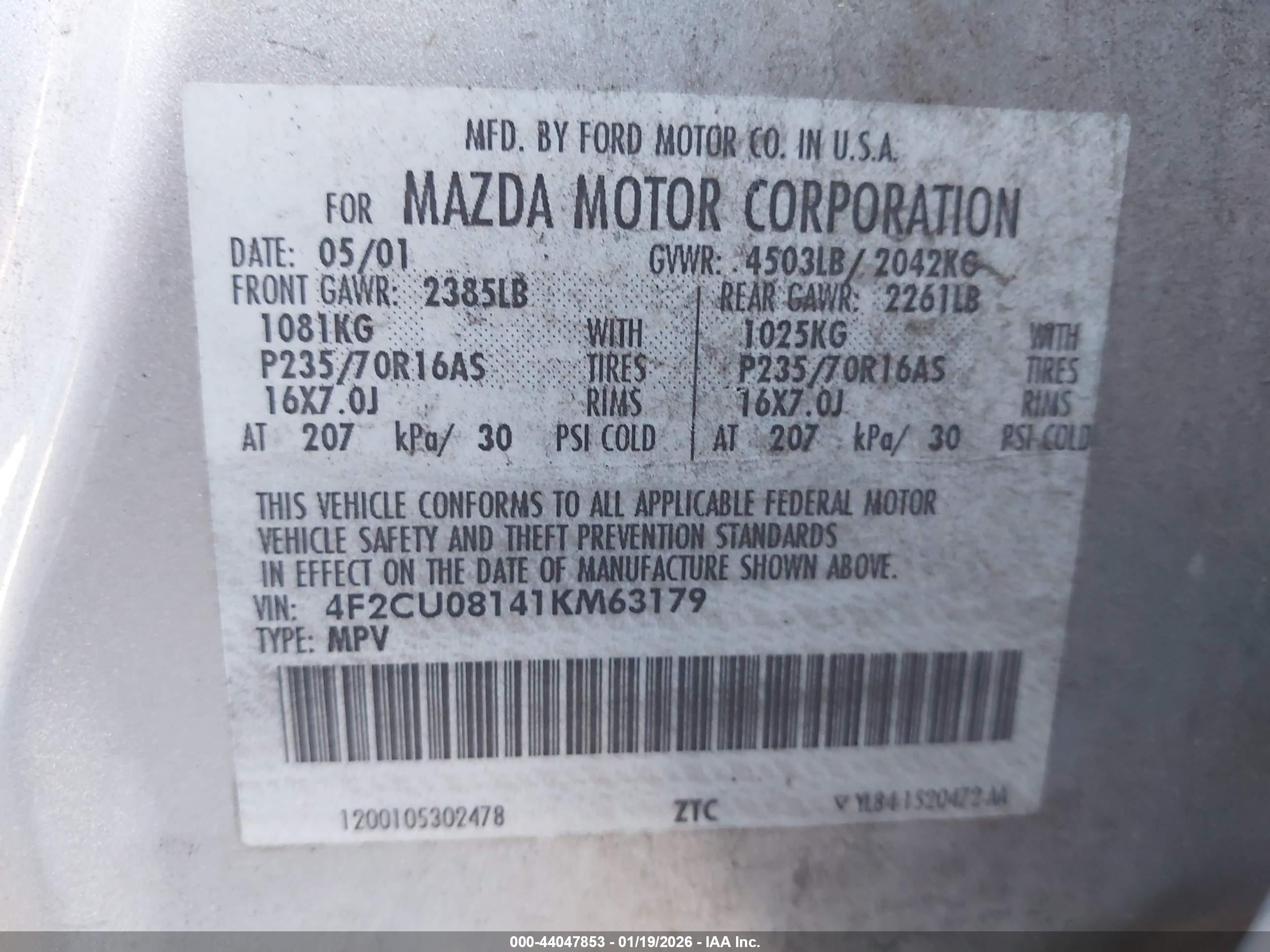 MAZDA TRIBUTE image 9