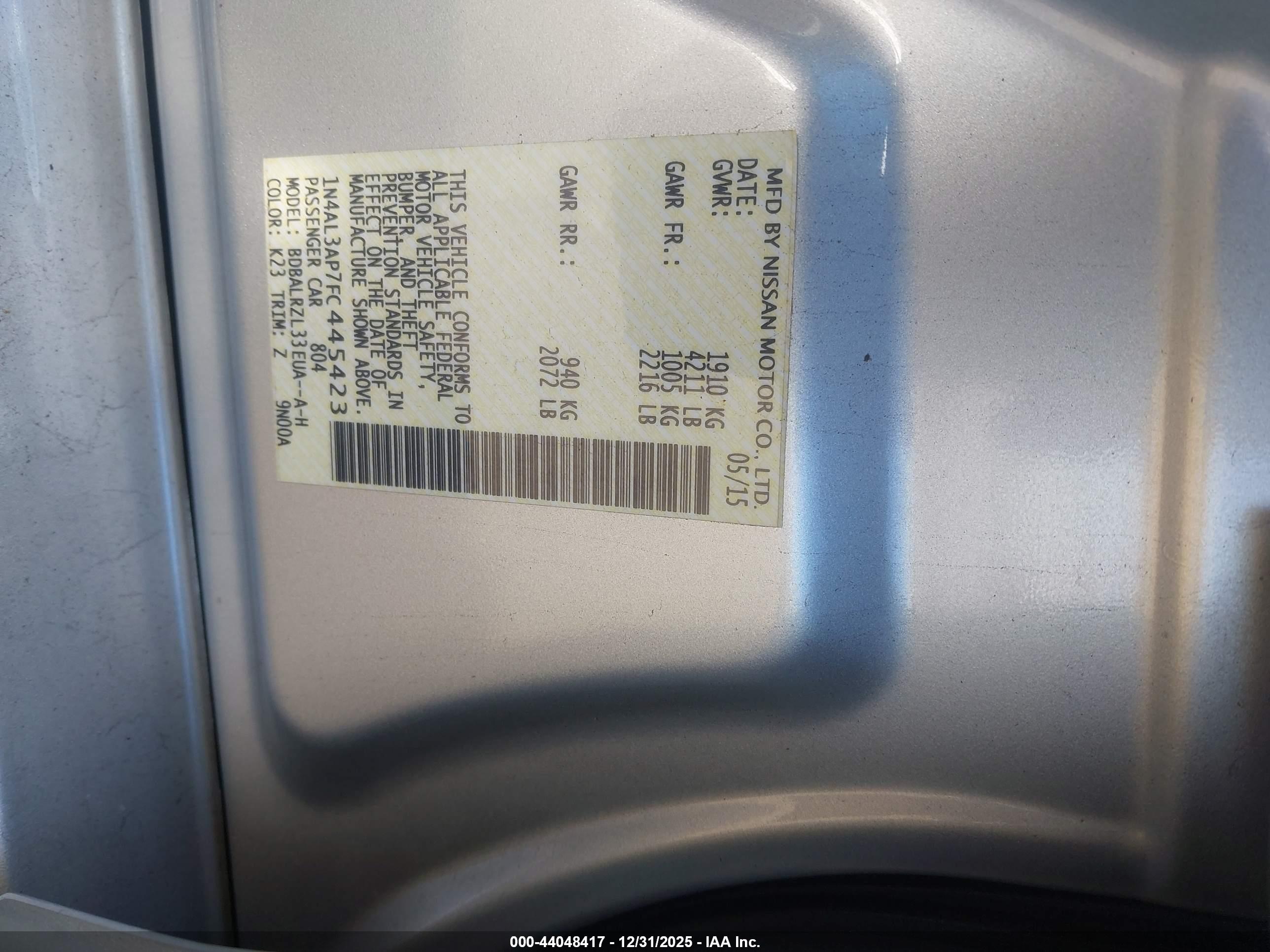NISSAN ALTIMA image 9