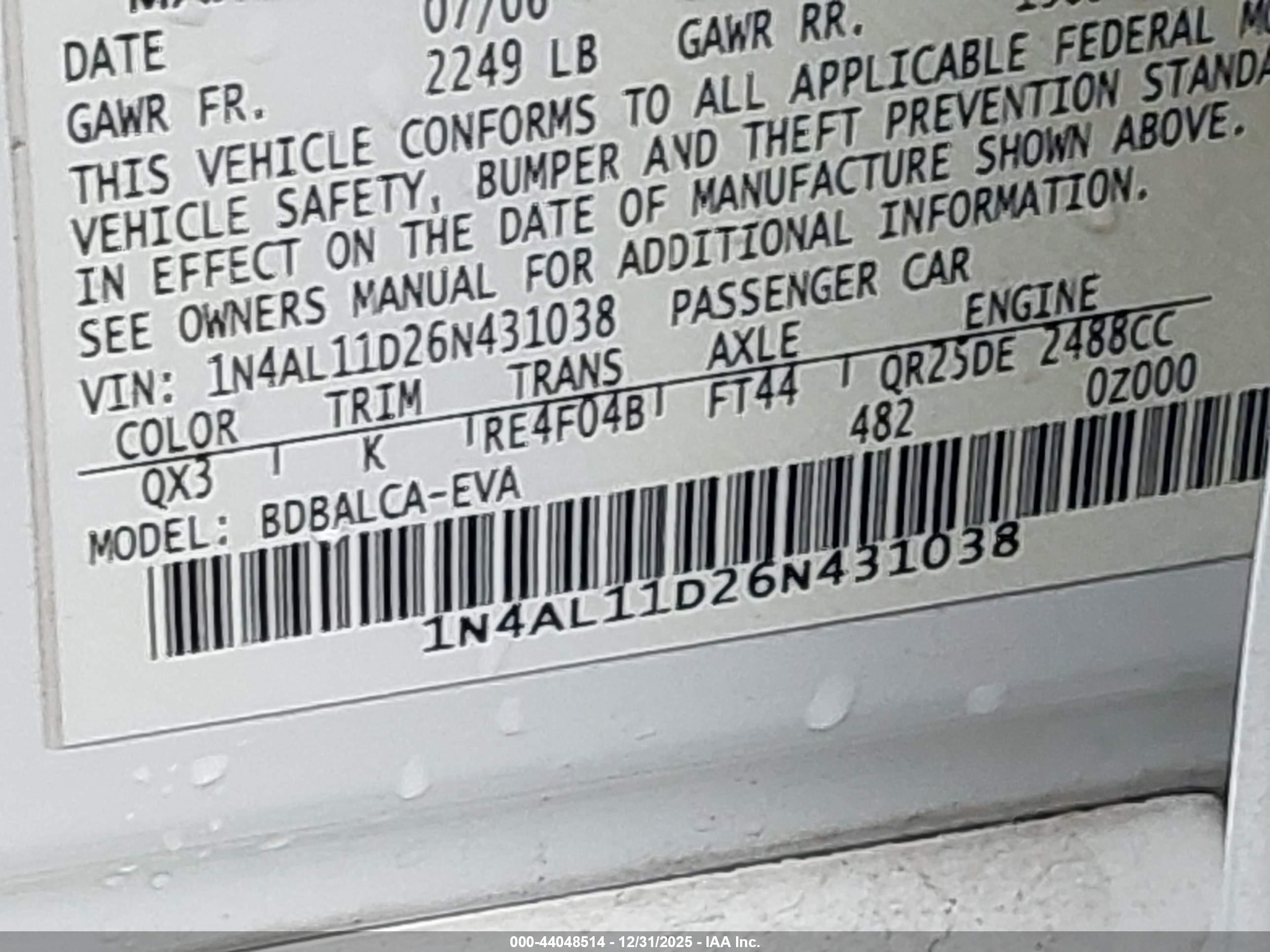 NISSAN ALTIMA image 9