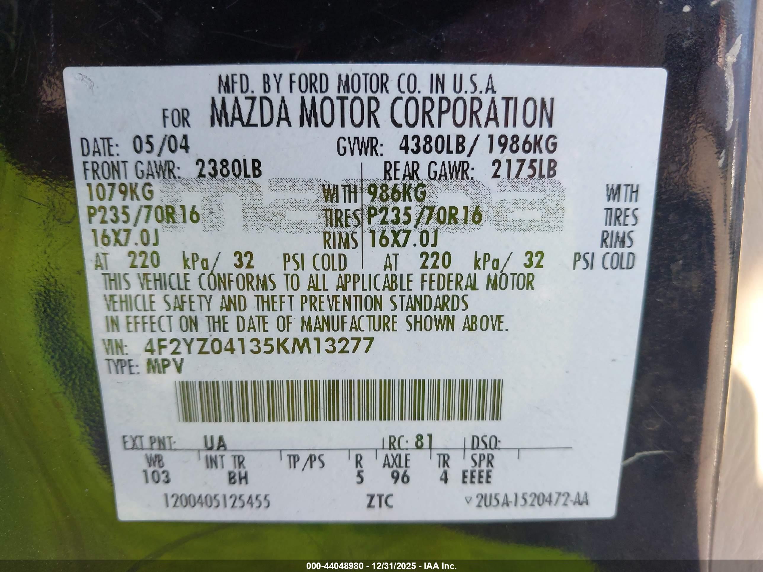MAZDA TRIBUTE image 9