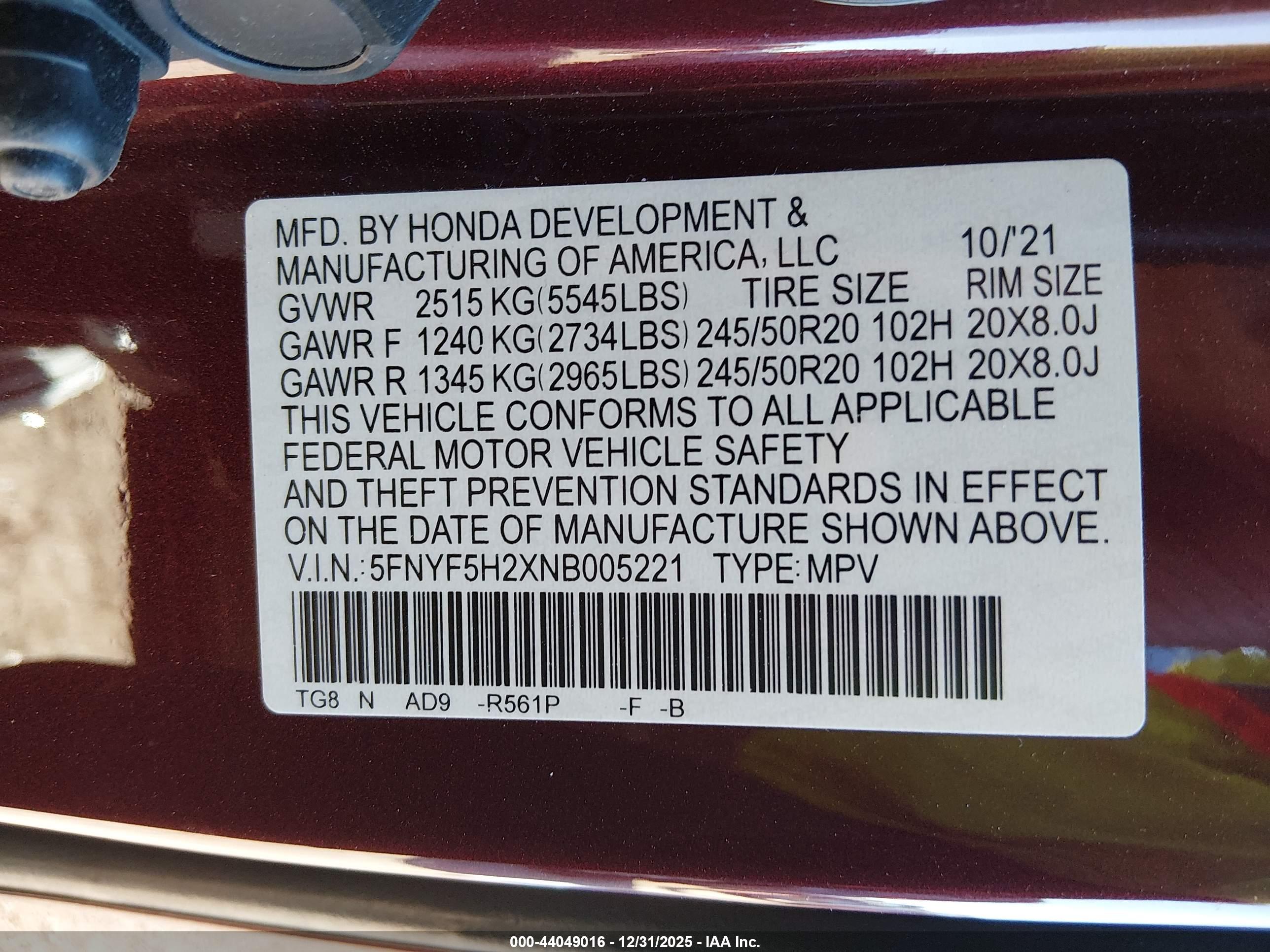 HONDA PILOT image 9