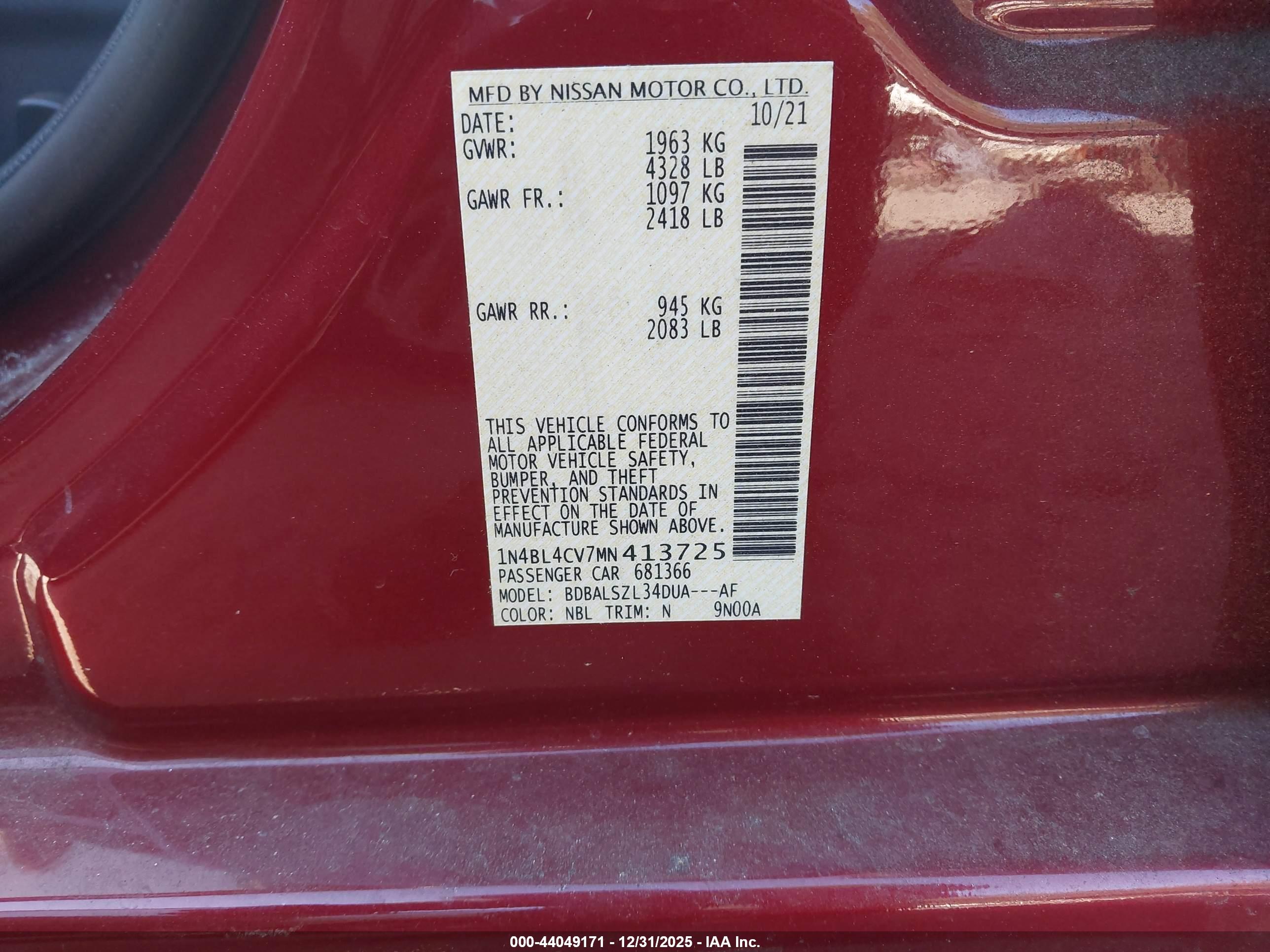 NISSAN ALTIMA image 9