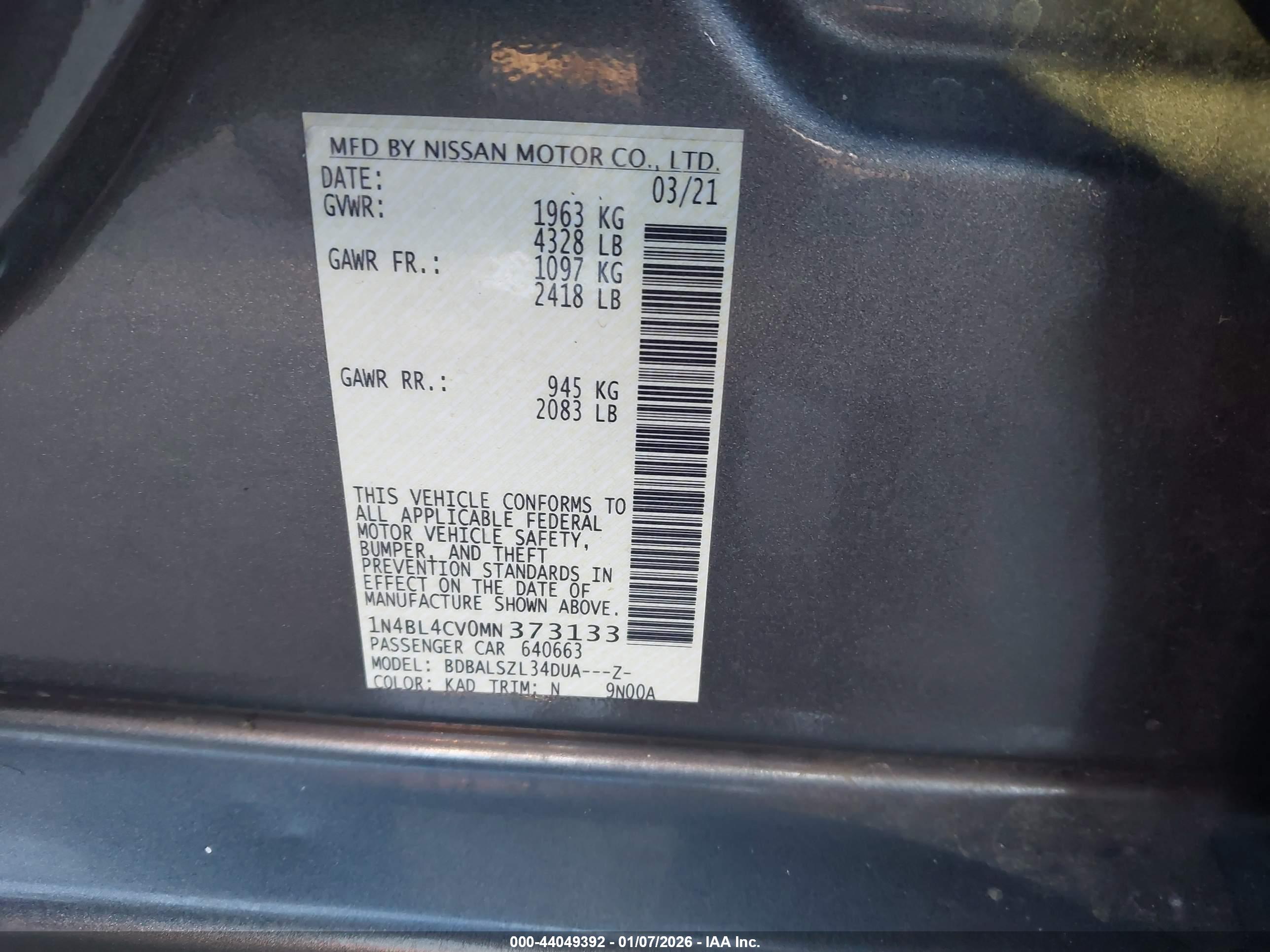 NISSAN ALTIMA image 9