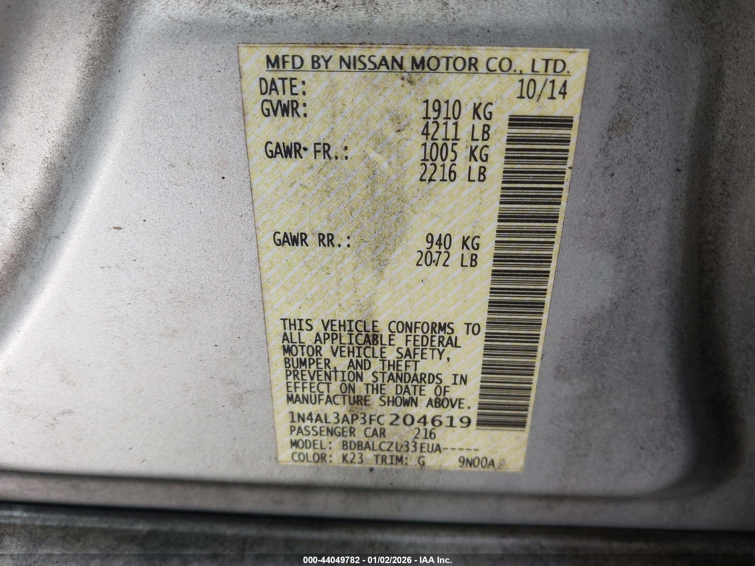 NISSAN ALTIMA image 9