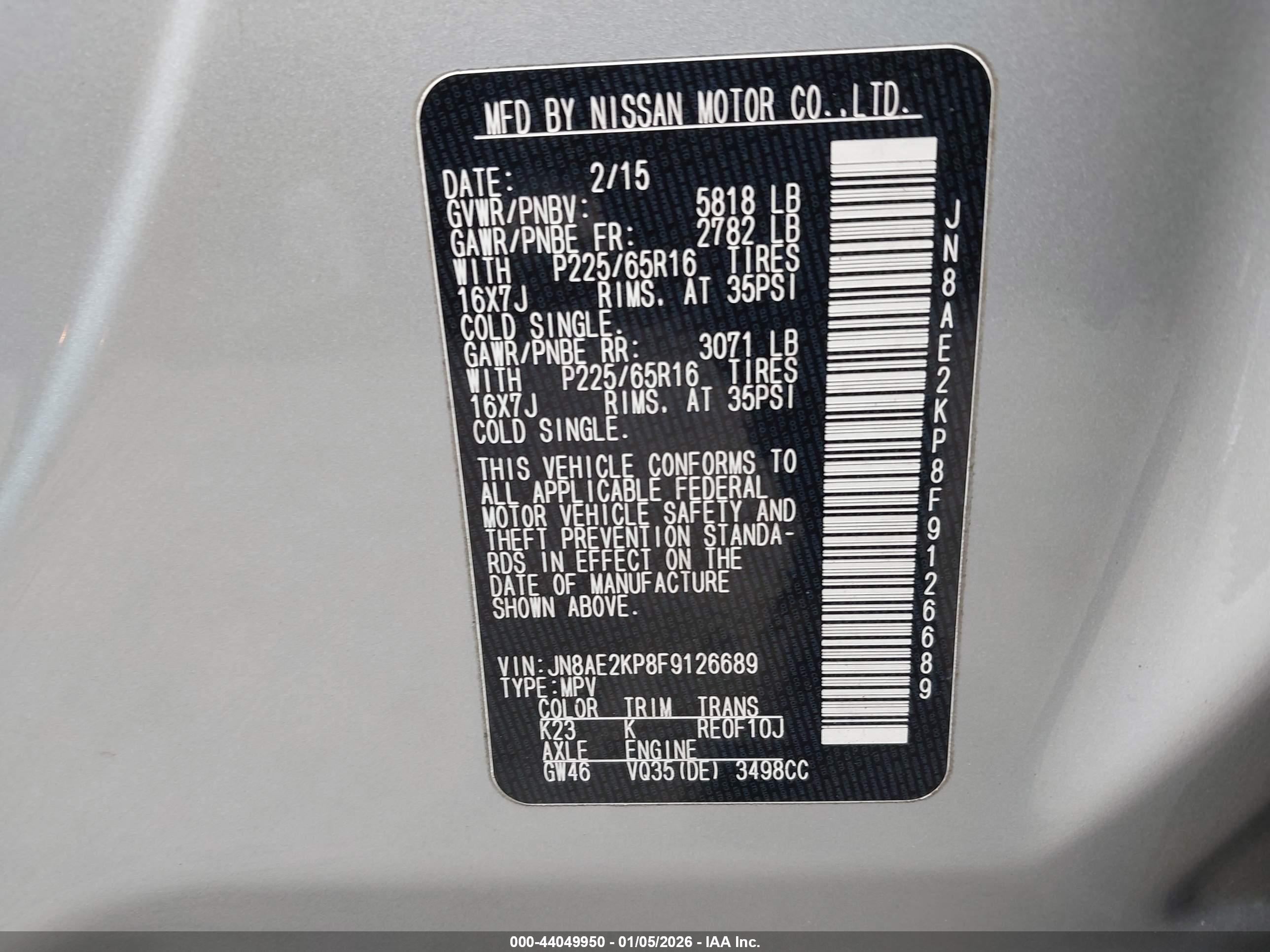 NISSAN QUEST image 9