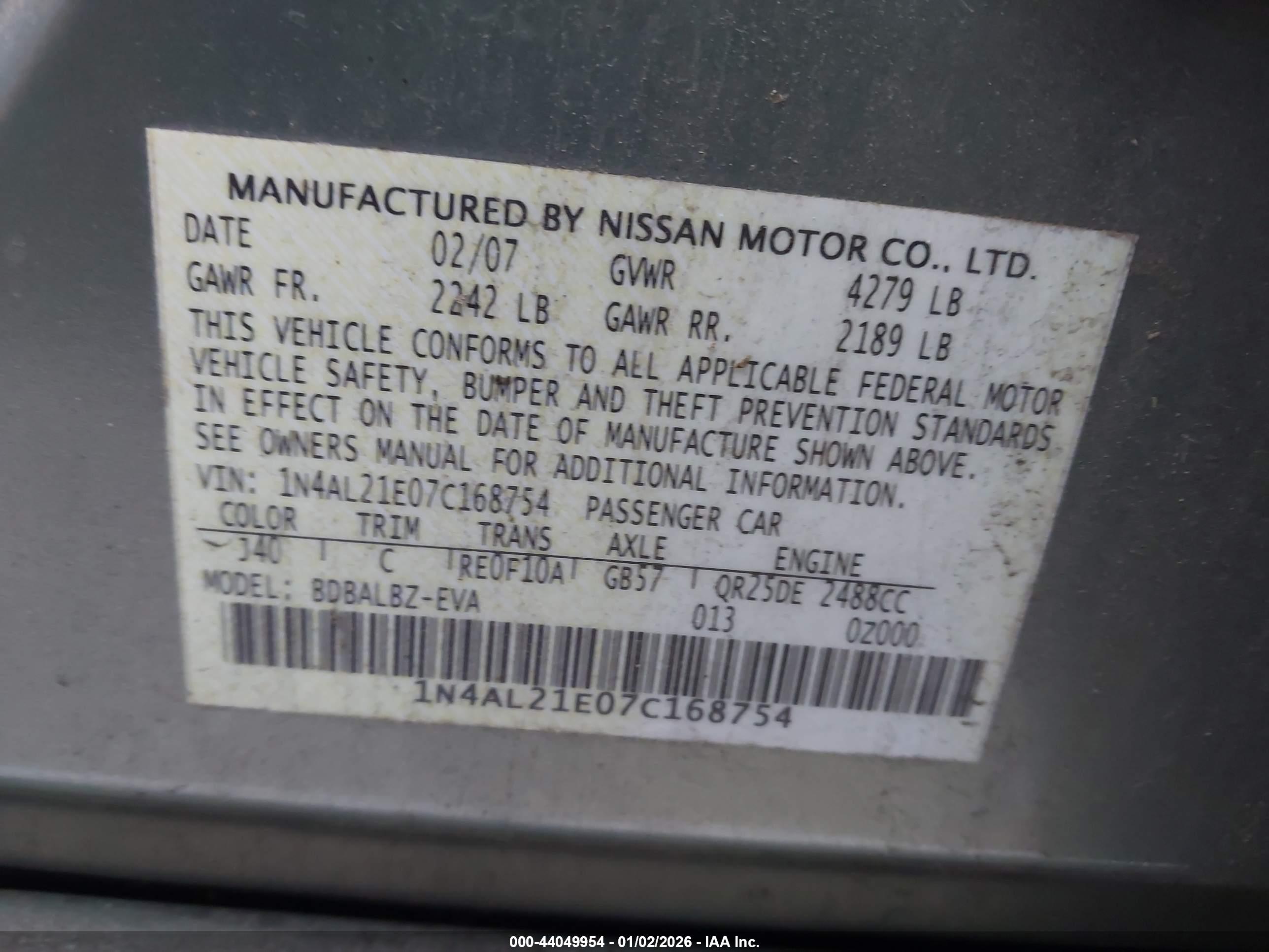 NISSAN ALTIMA image 9