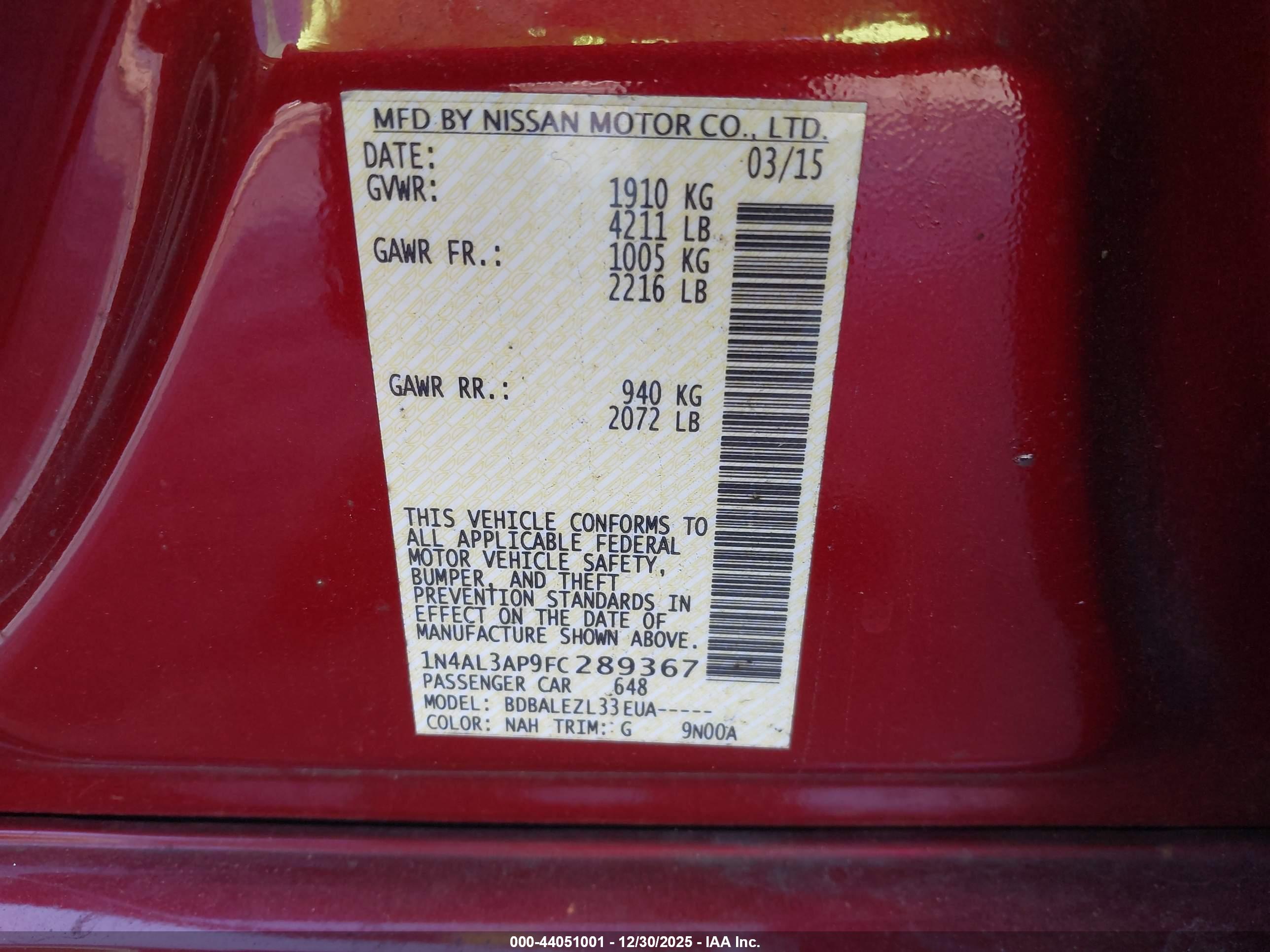 NISSAN ALTIMA image 9