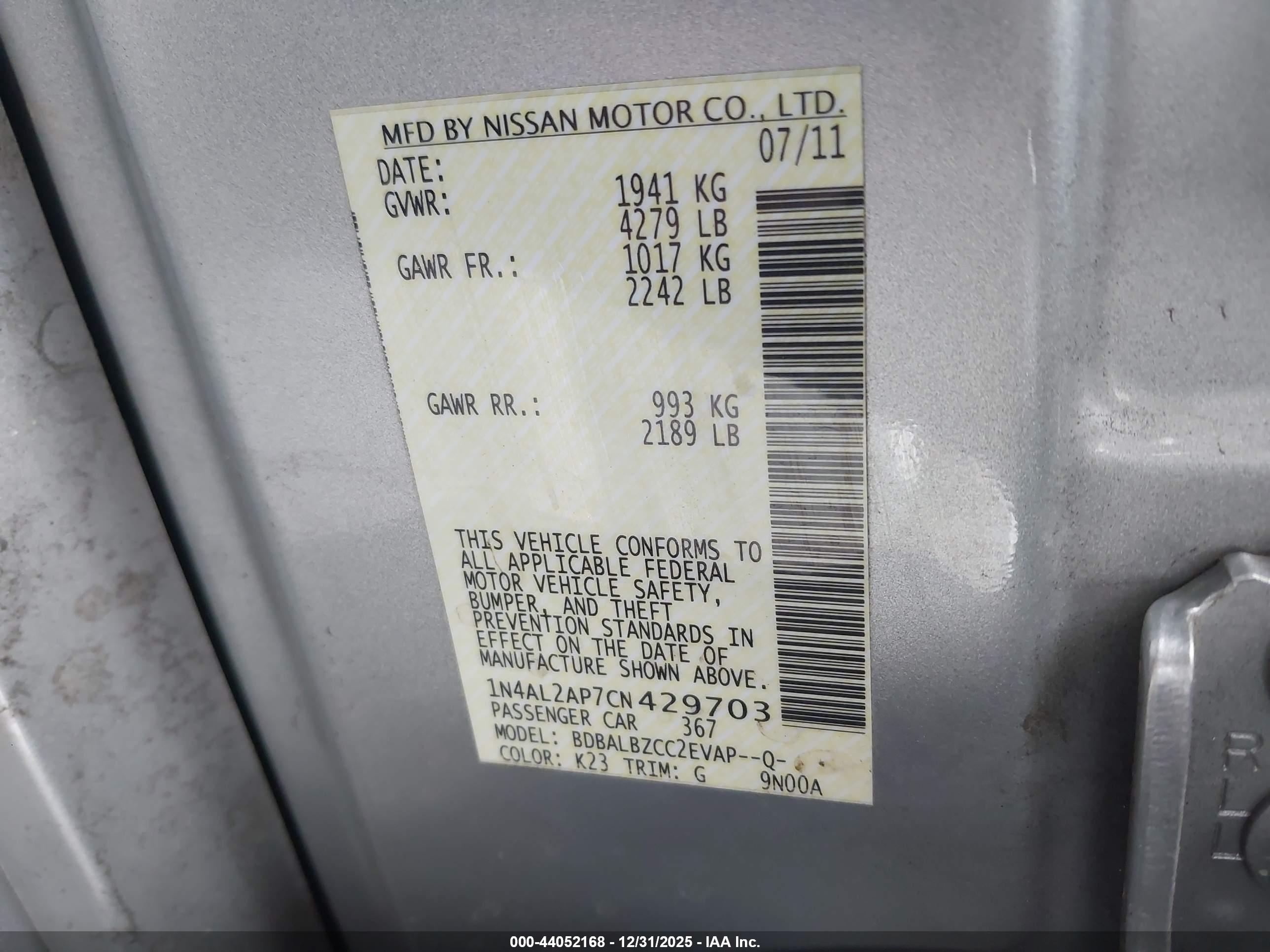 NISSAN ALTIMA image 9