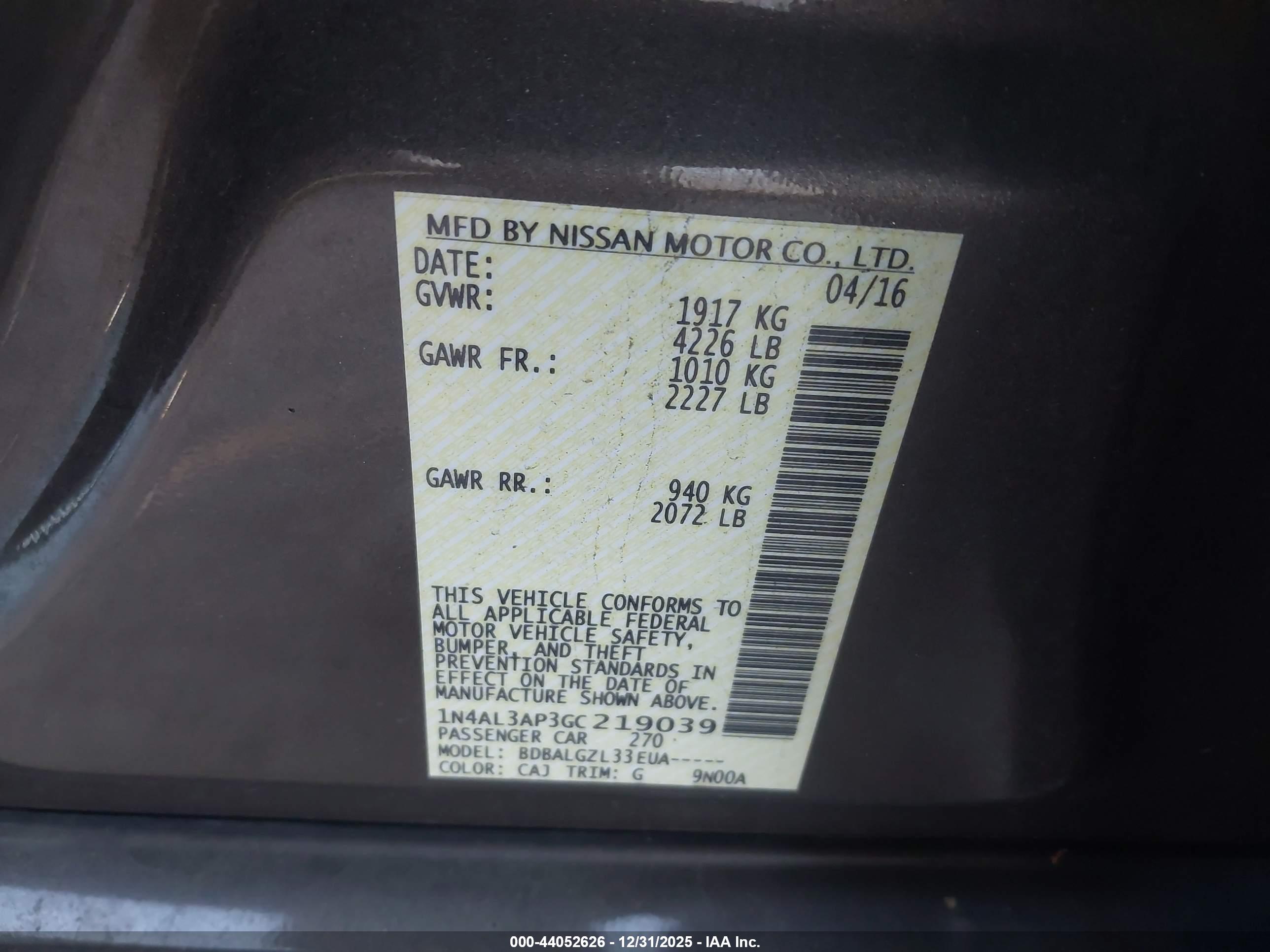 NISSAN ALTIMA image 9