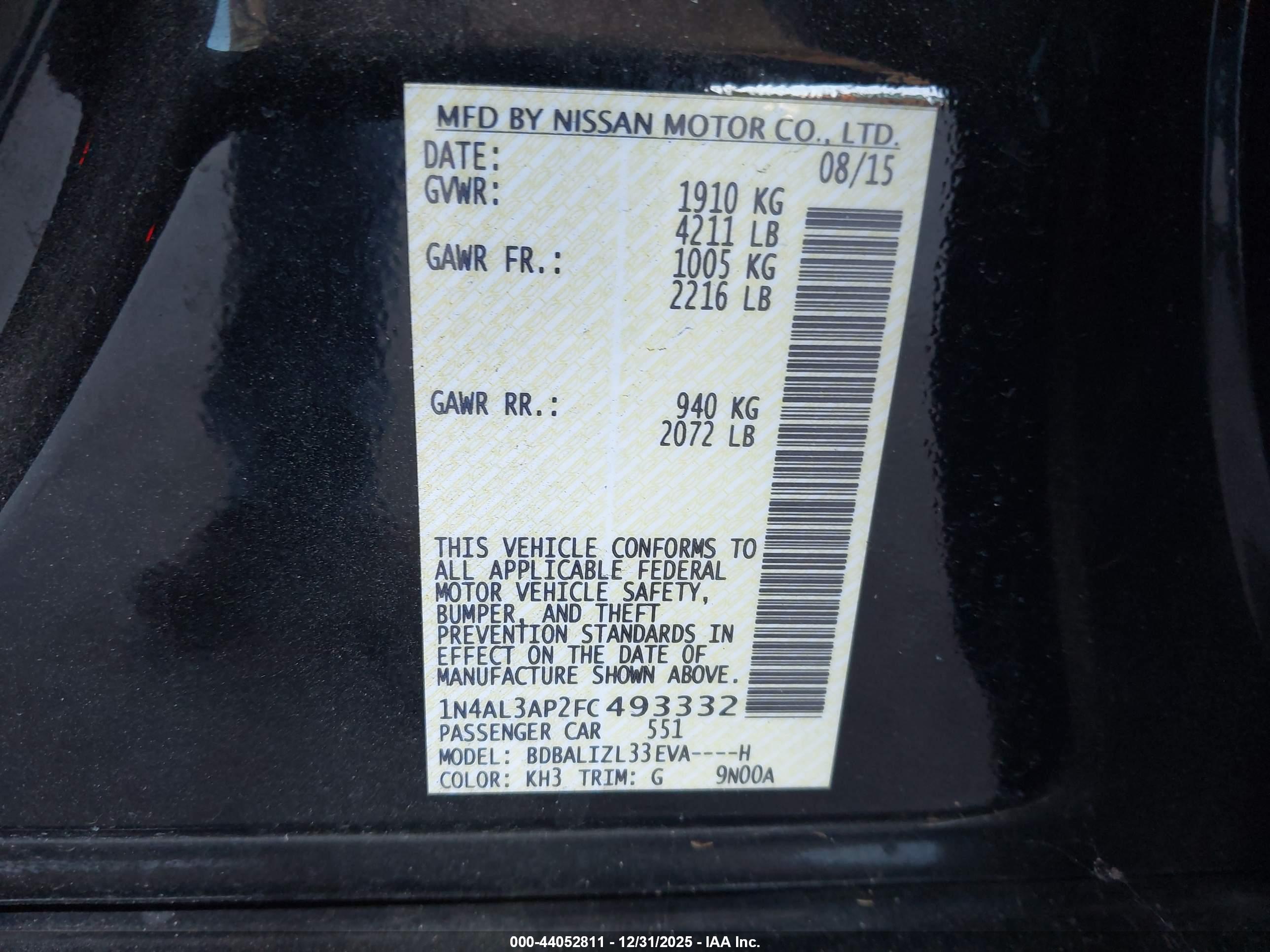 NISSAN ALTIMA image 9