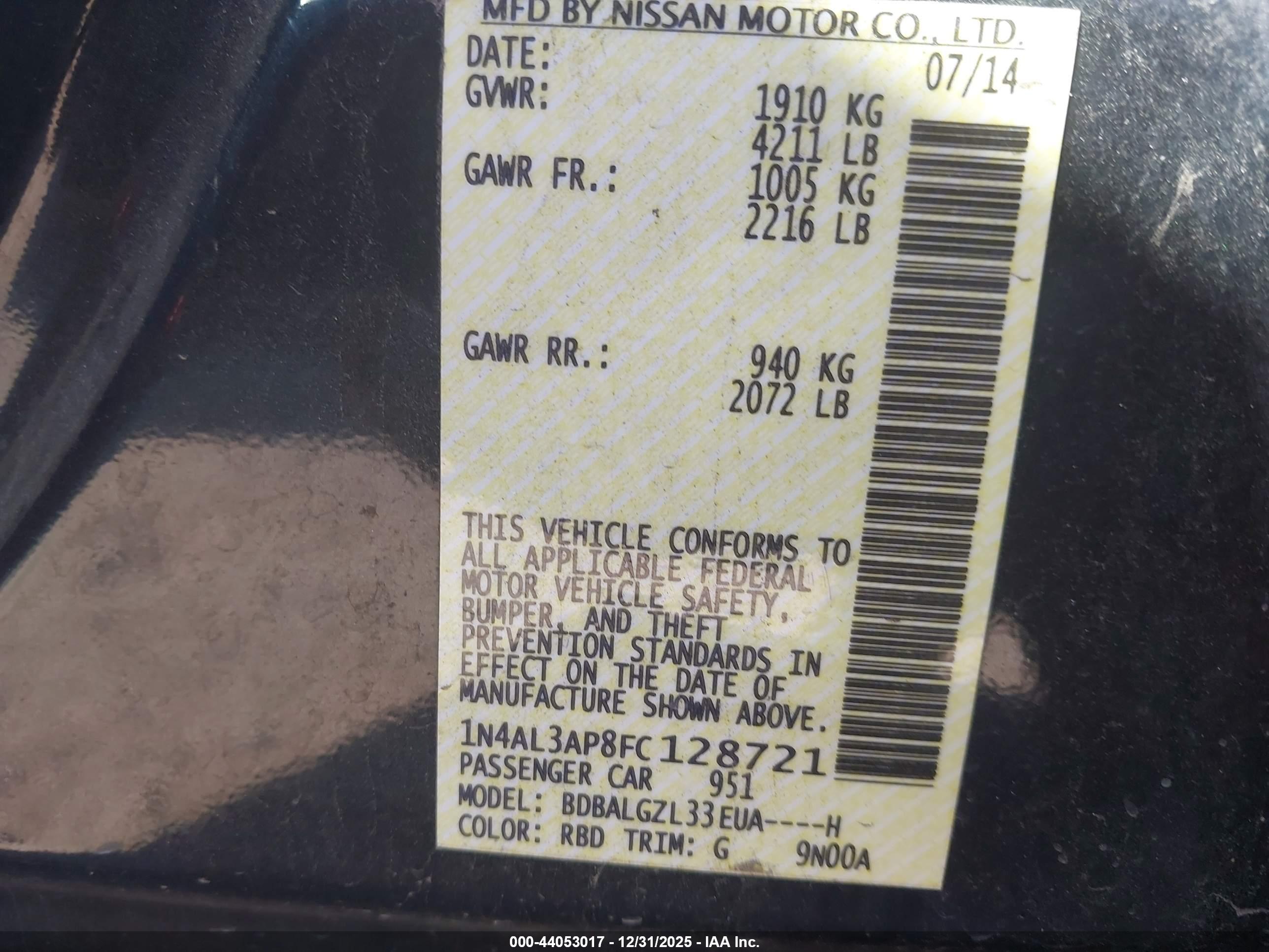NISSAN ALTIMA image 9