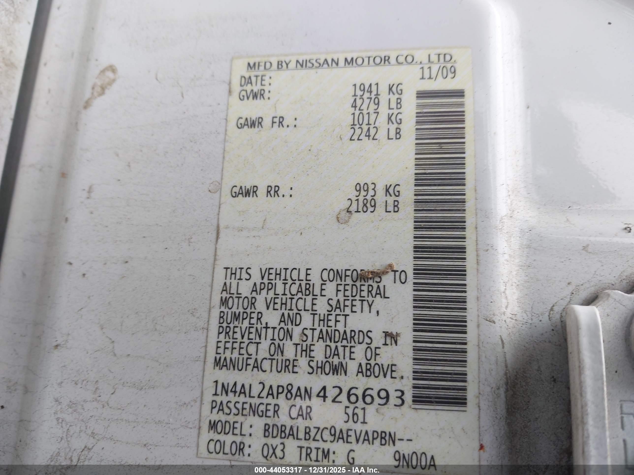 NISSAN ALTIMA image 9