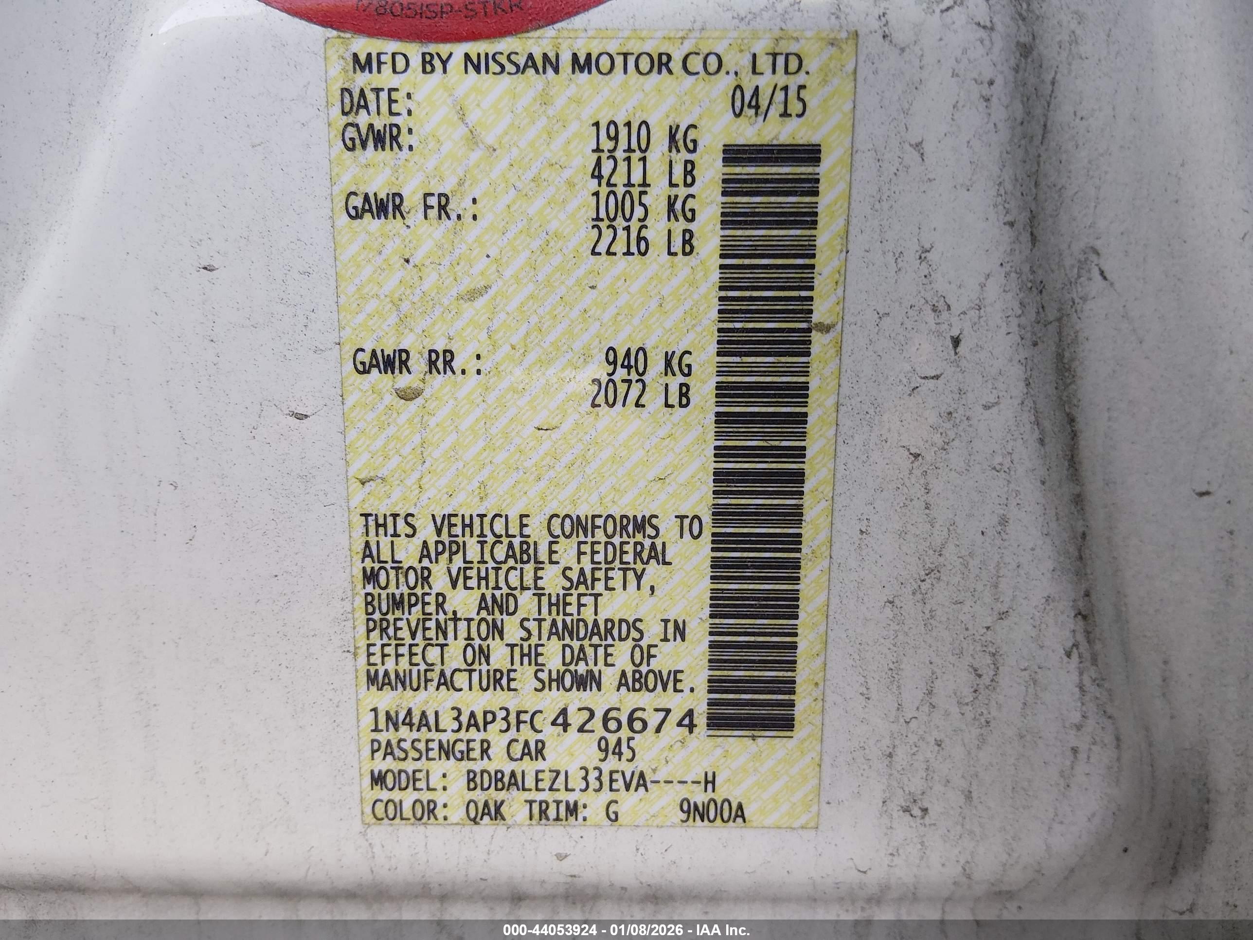 NISSAN ALTIMA image 9