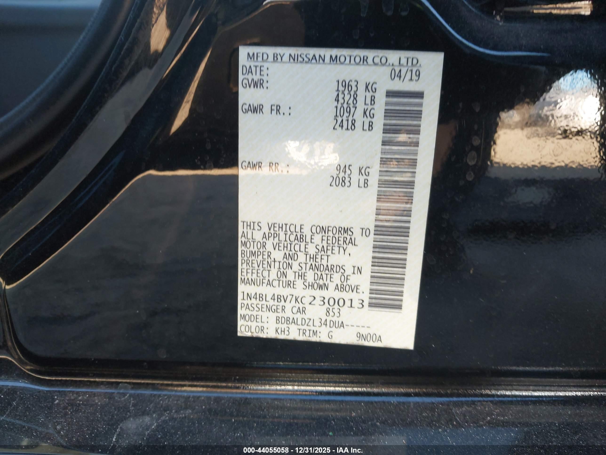 NISSAN ALTIMA image 9