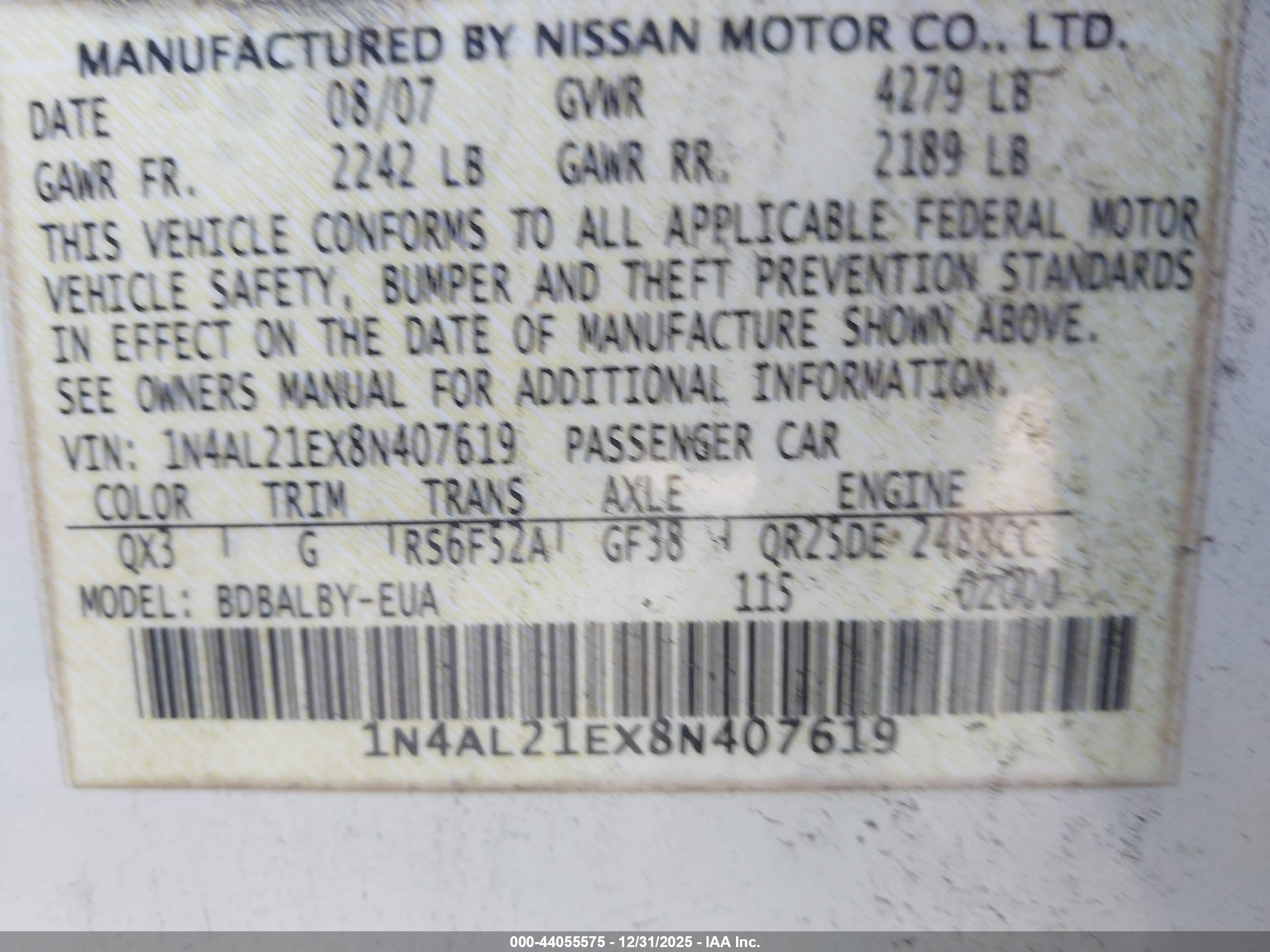 NISSAN ALTIMA image 9