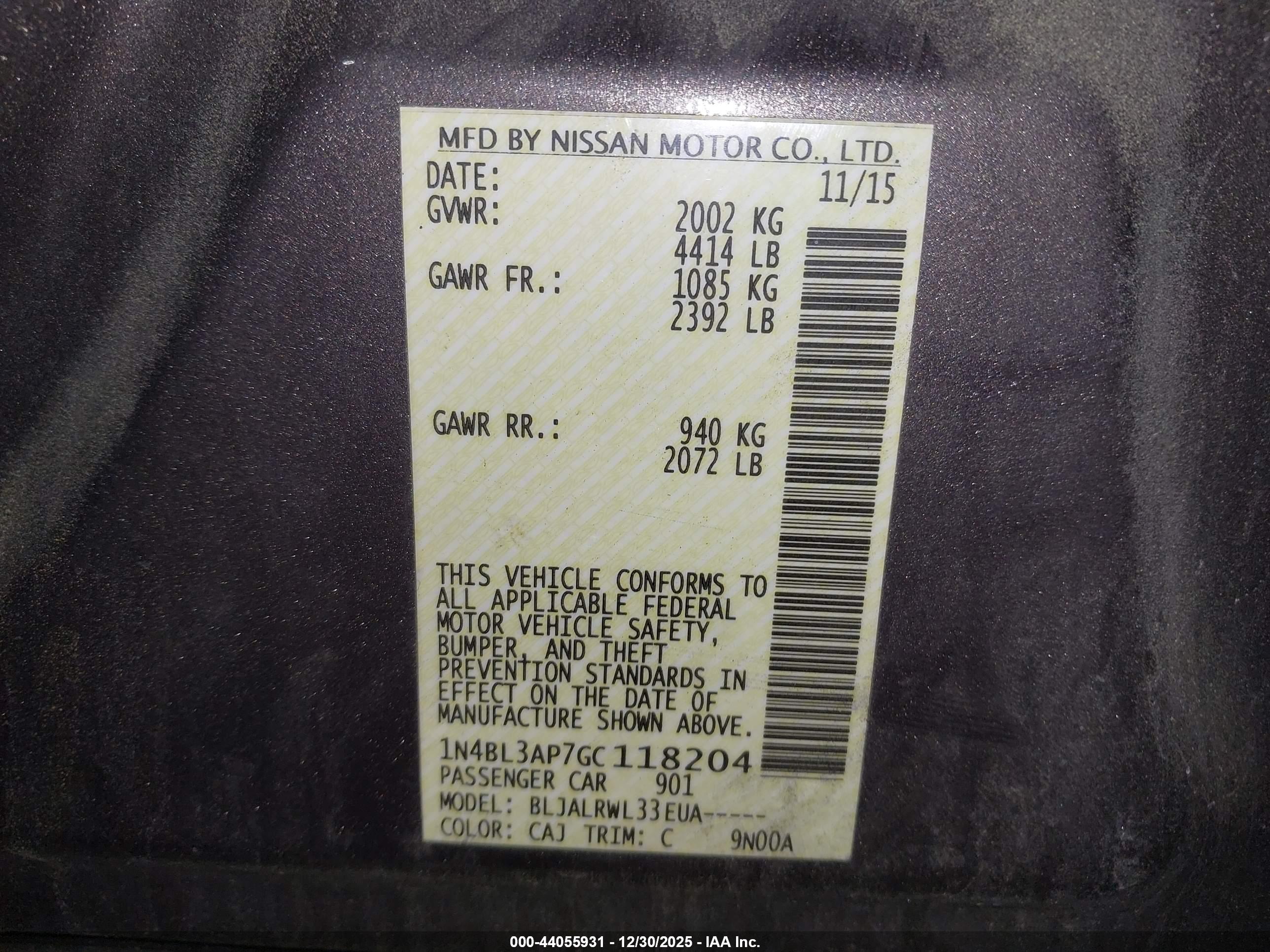NISSAN ALTIMA image 9