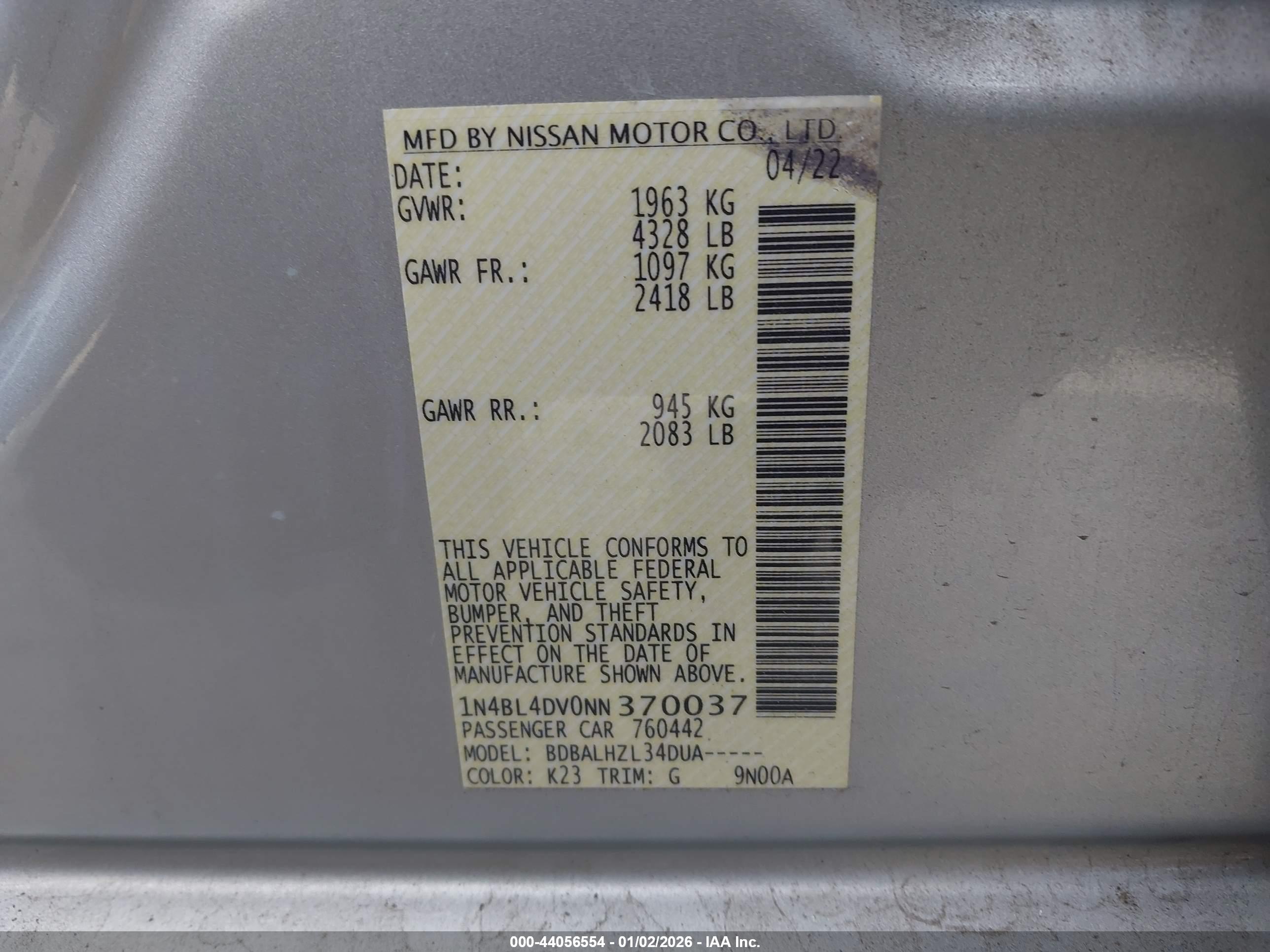 NISSAN ALTIMA image 9